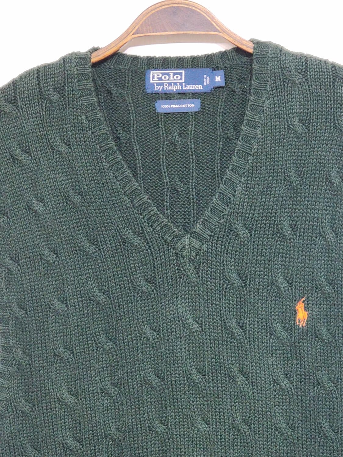 (L) 랄프로렌 폴로 꽈배기 니트조끼 녹색 케이블 베스트 피마코튼  상품이미지2