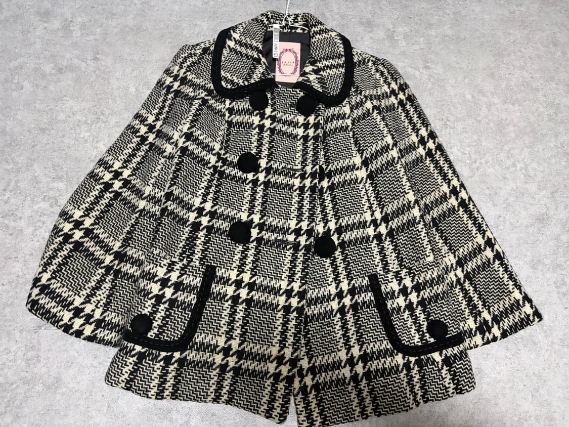 빈티지 체크 코트 모리 갸루 라떼 상품이미지1