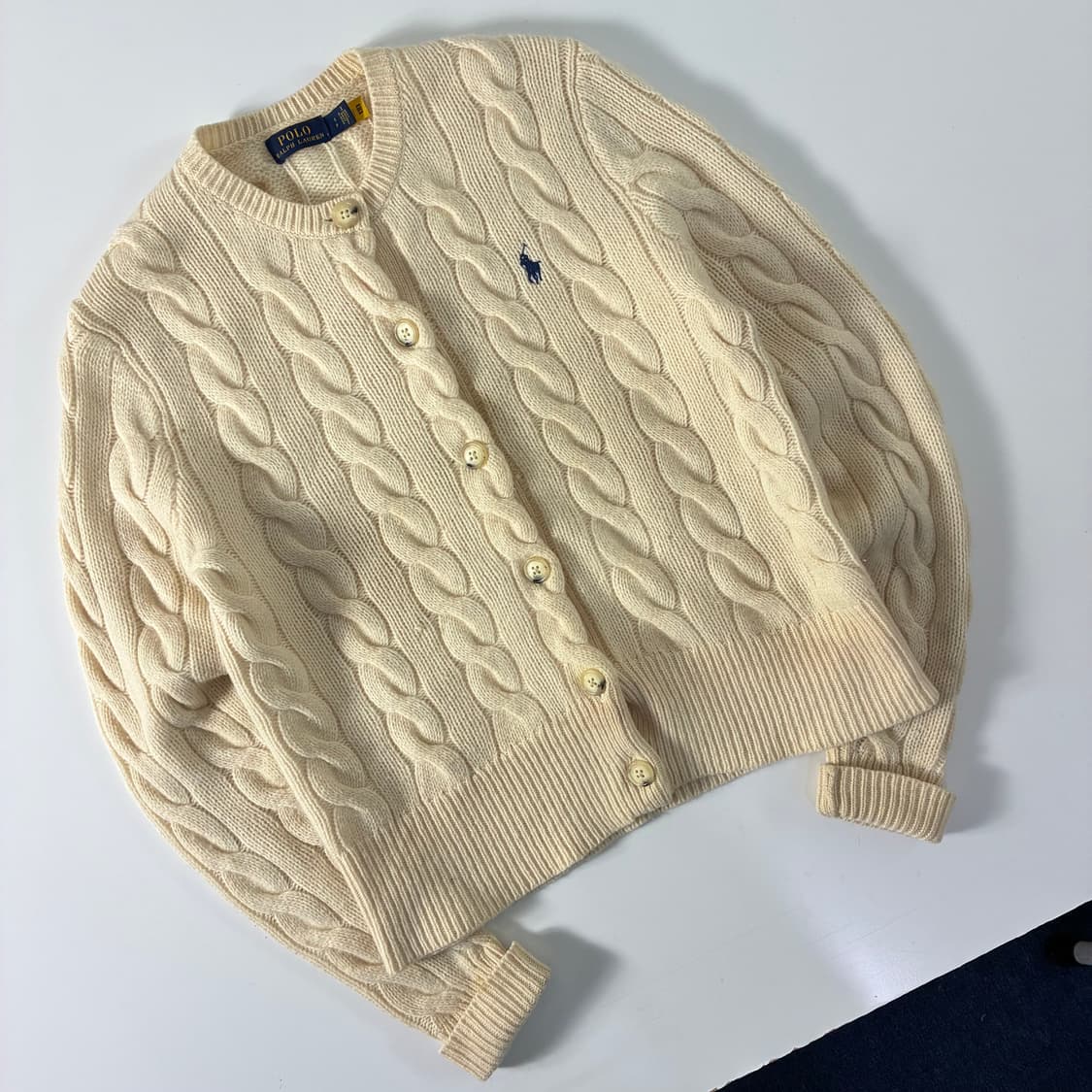 Polo  폴로 랄프로렌 신형 qr 자수 울캐시미어 꽈배기 니트 가디건  상품이미지2