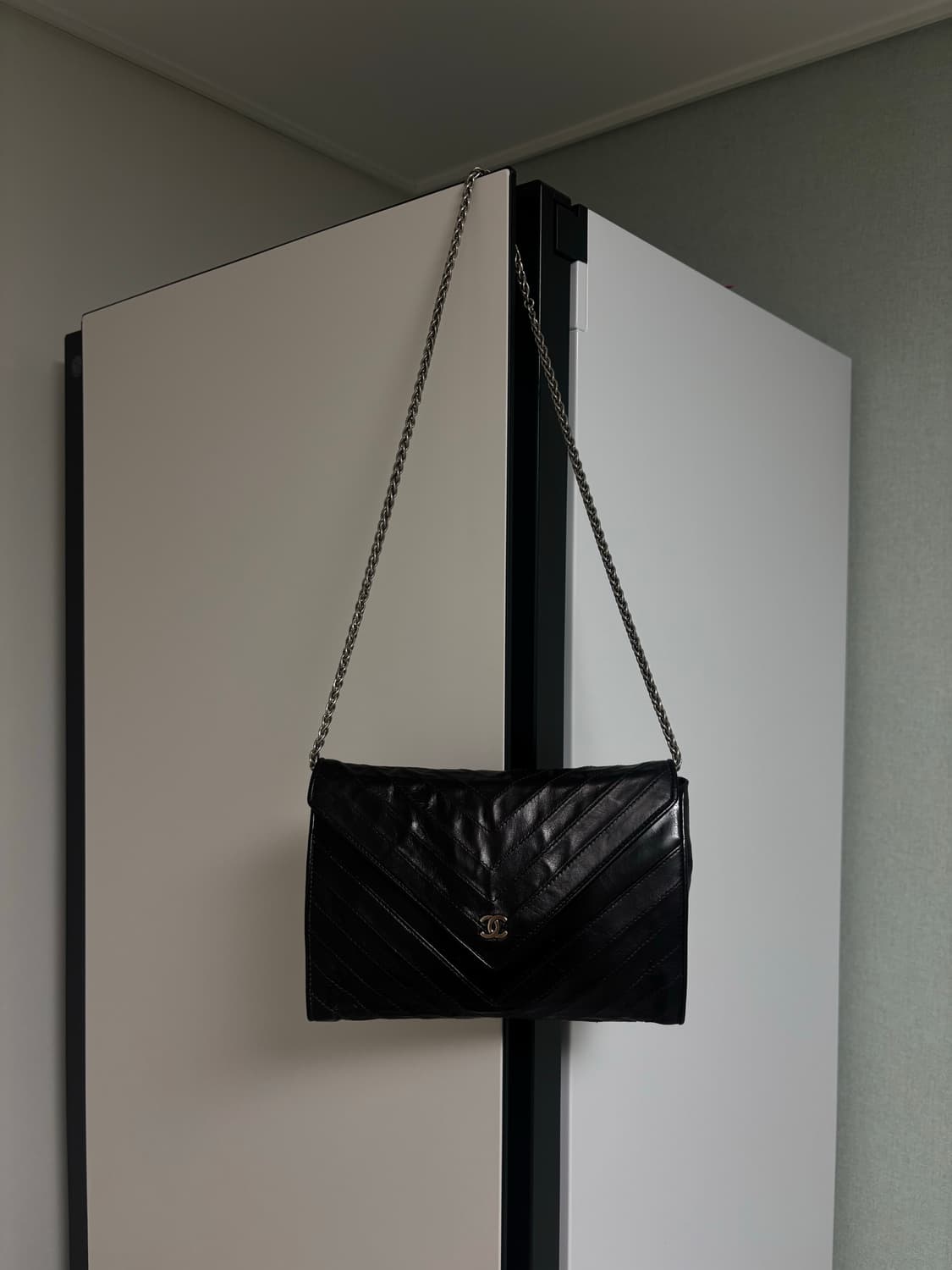 정품 샤넬 빈티지 쉐브론 블랙 체인백 3번대 상품이미지6