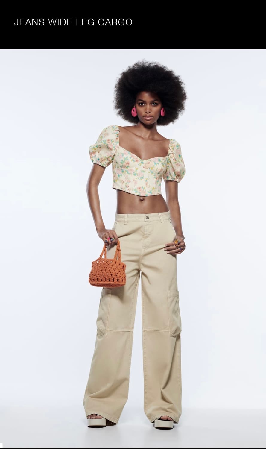 자라 진스 와이드 레그 카고 샌드 상품이미지2