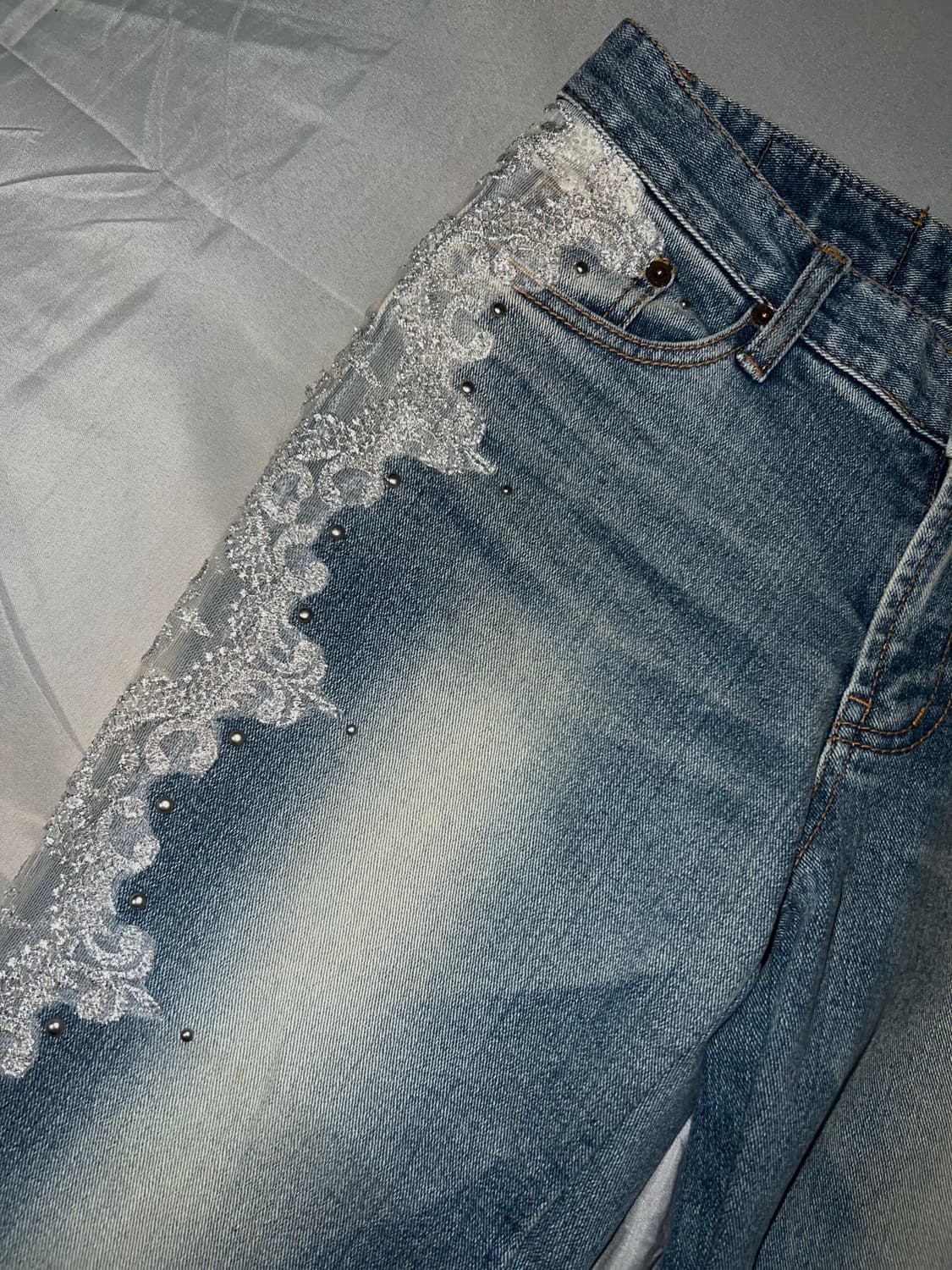 ✨vintage lace denim pants 레이스 부츠컷바지 y2k✨ 상품이미지4
