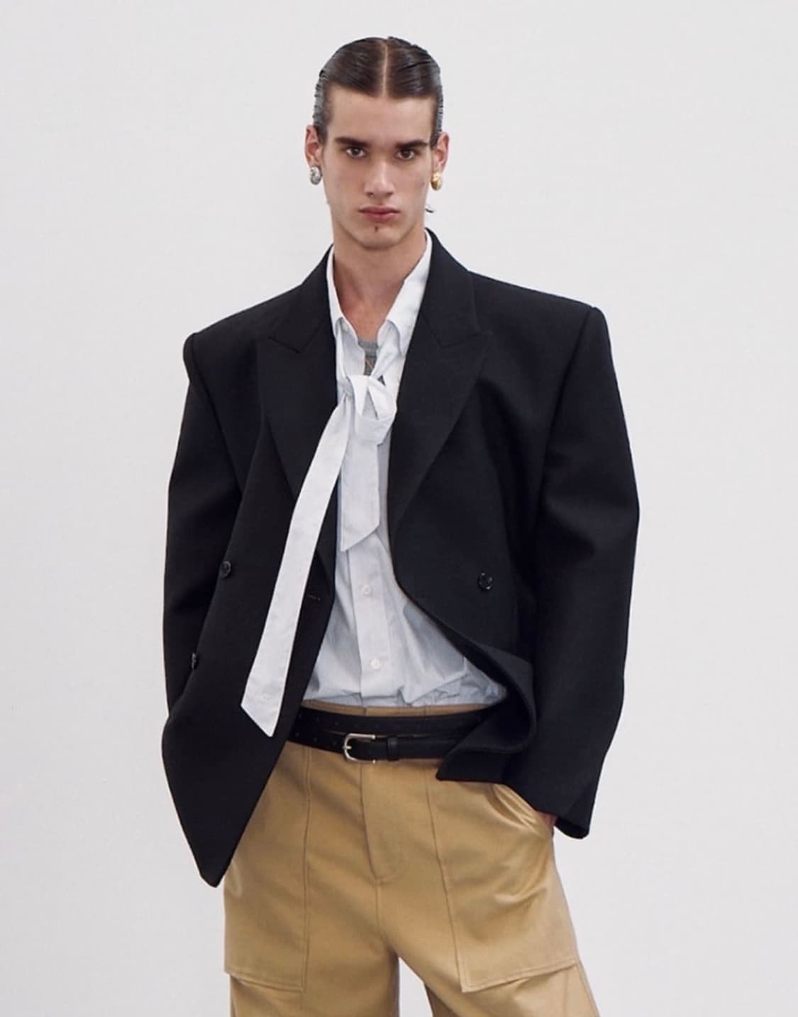 [S] 렉토 70S 아워글래스 실루엣 버진 울 테일러드 블레이저 자켓 상품이미지1