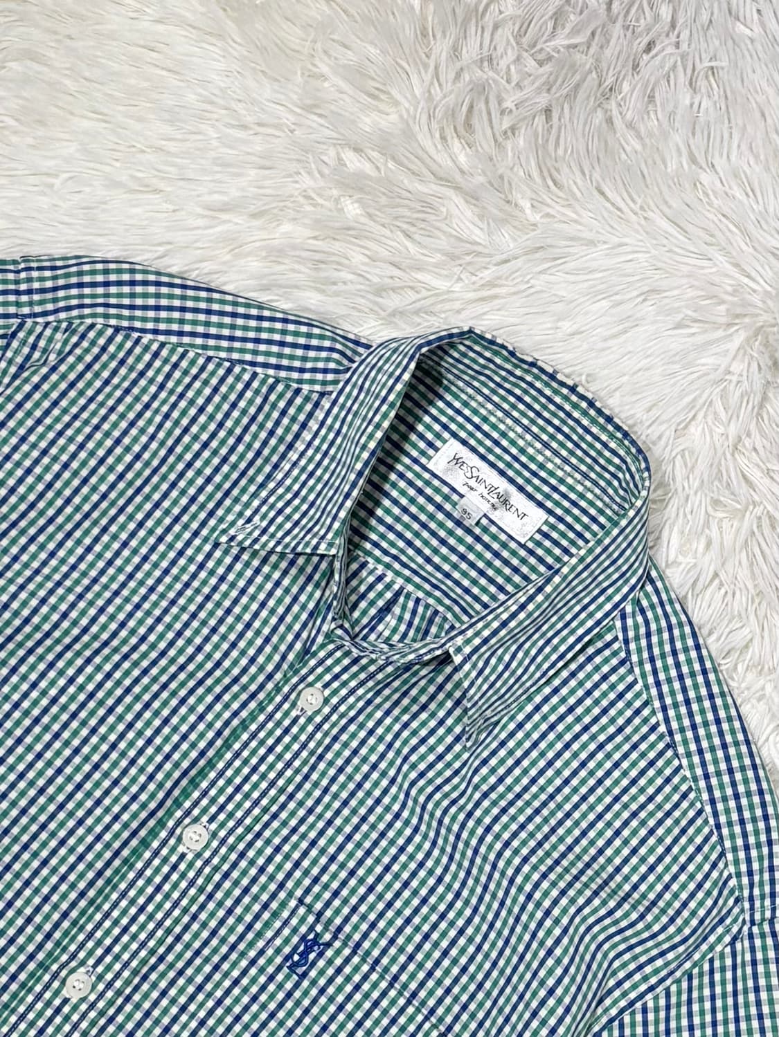 YSL 90’s 스몰로고 체크 반팔 셔츠 상품이미지4