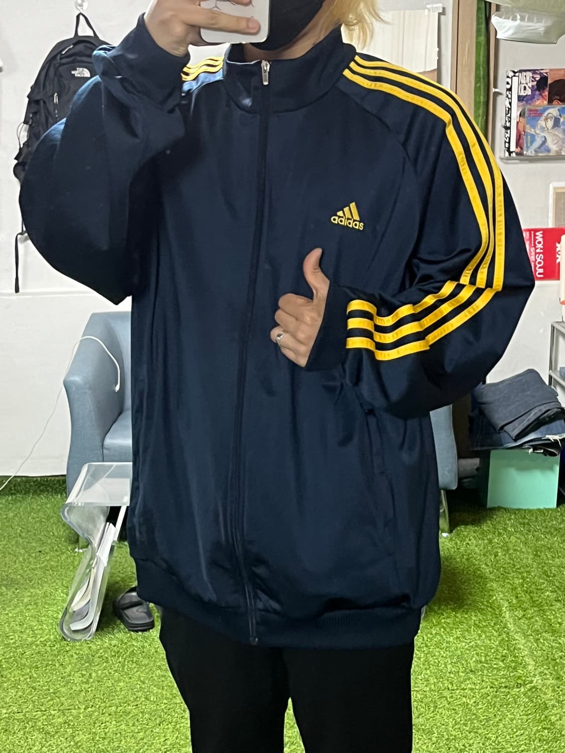 4XL 아디다스 네이비 삼선 져지 상품이미지2