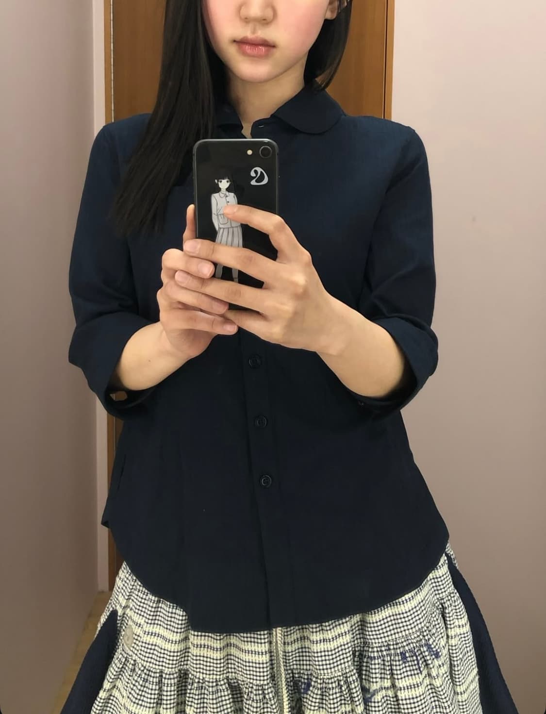 코이세이오 round collar capri shirt navy 상품이미지2
