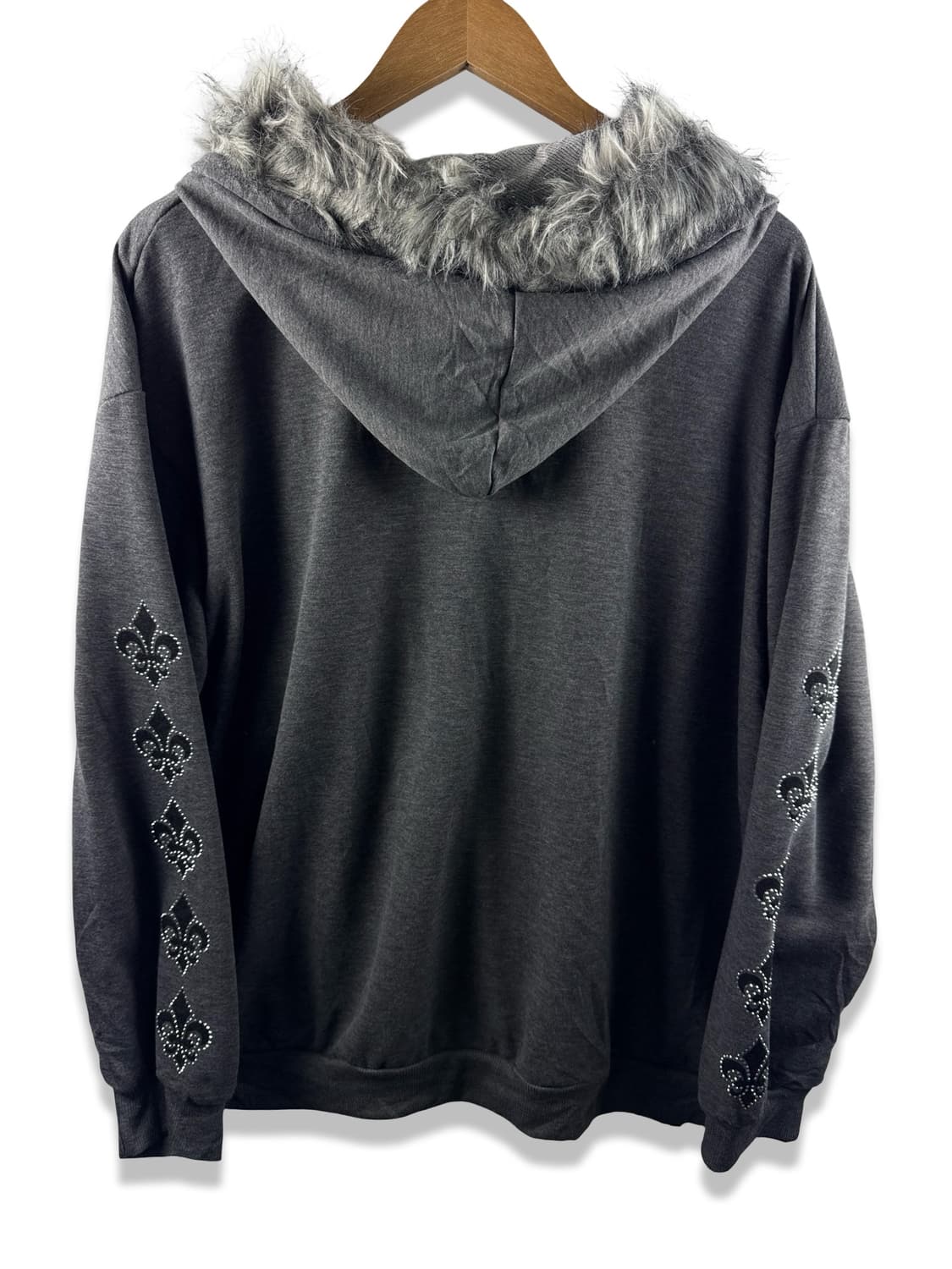 JPN Y2K 그런지 라인스톤 퍼후드2175 상품이미지2