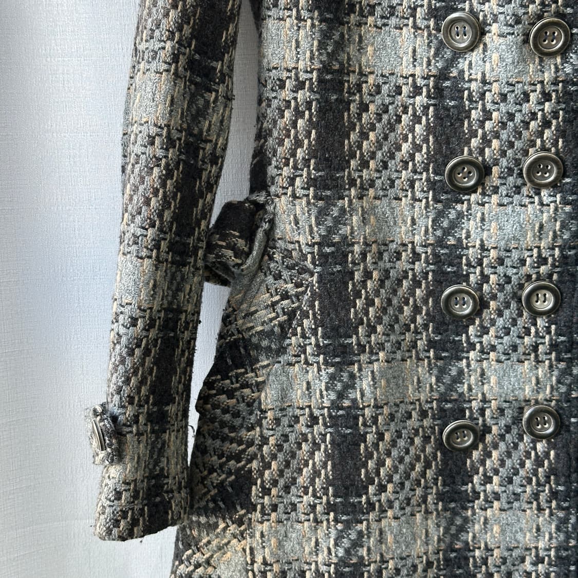 DKNY 더블 브레스티드 체크 트위드 코트 2사이즈 상품이미지4