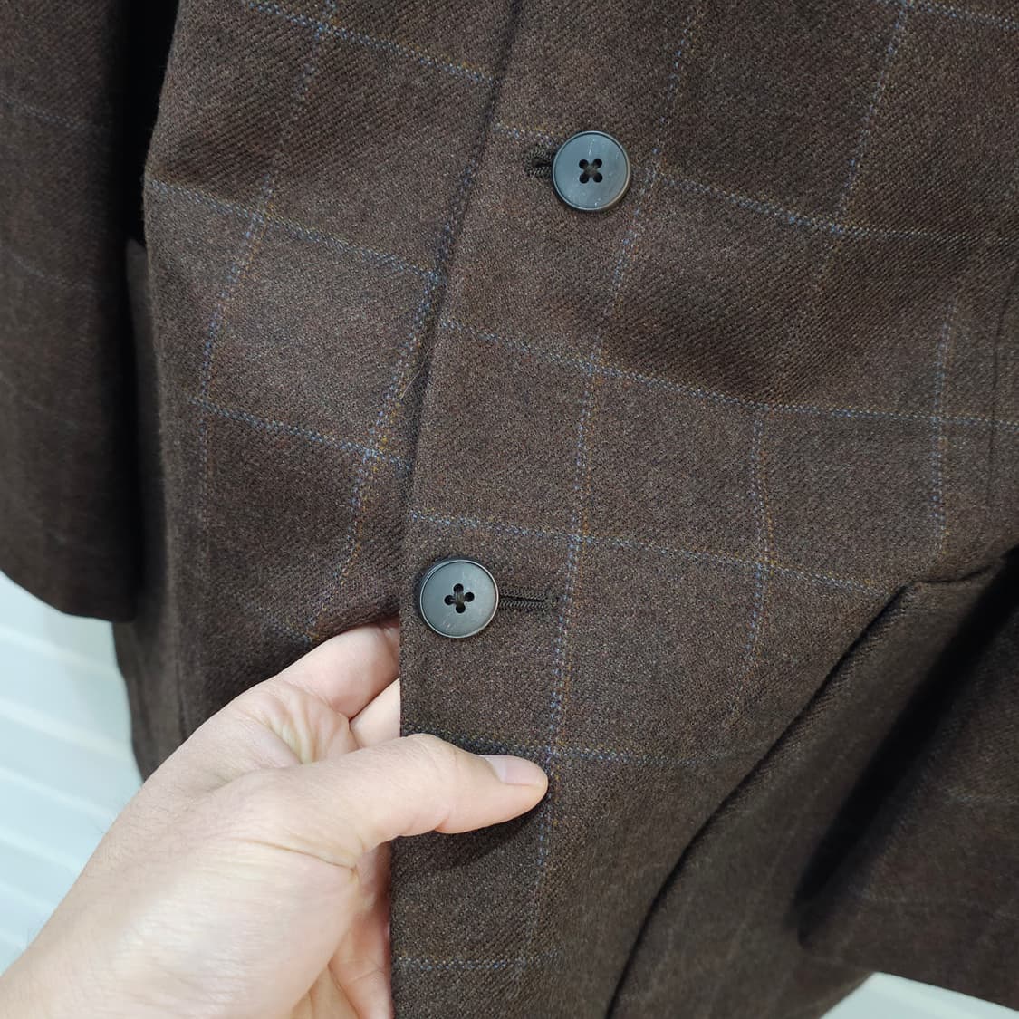 JAPAN 빈티지 체크울 3버튼 블레이져 자켓- L 상품이미지4