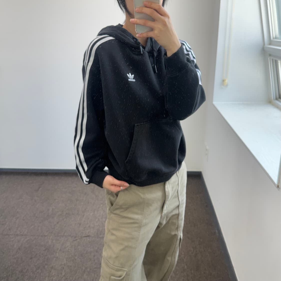 Adidas 아디다스 파이어로고 트랙탑 블랙 후드티 상품이미지2