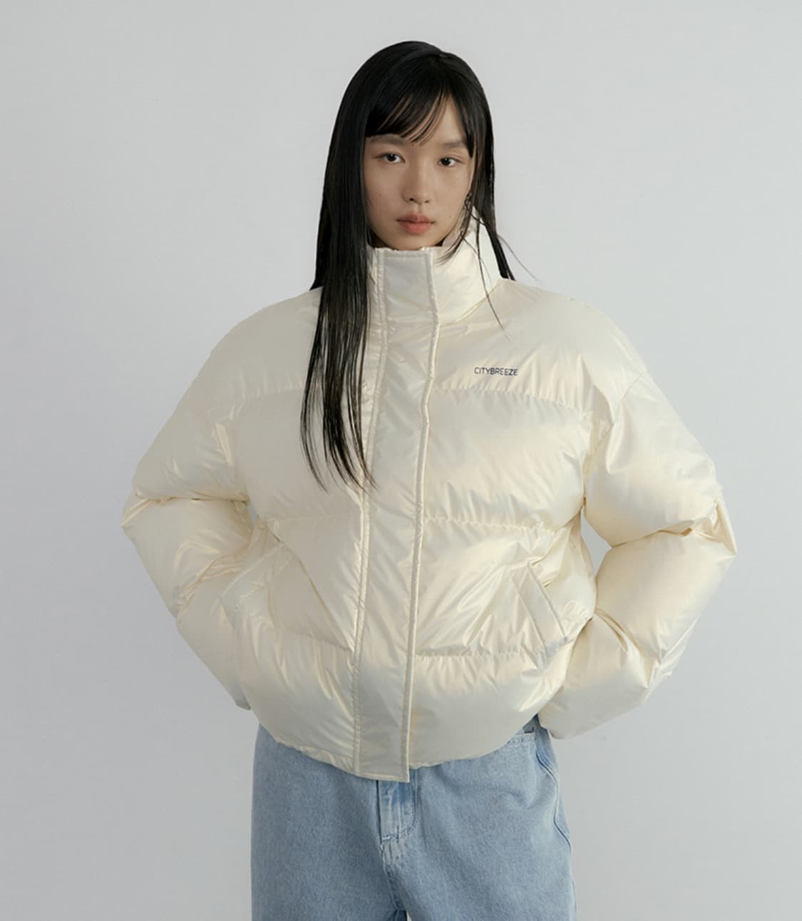 시티브리즈 에센셜 시티 크롭 패딩 점퍼 아이보리 상품이미지1