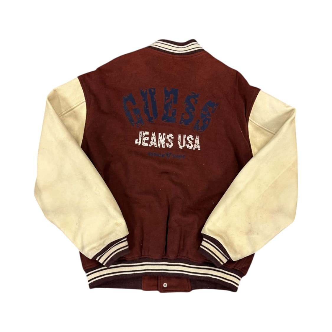 L) 게스 버건디 울 바시티 레더 스타디움 자켓 OJ-049 상품이미지8