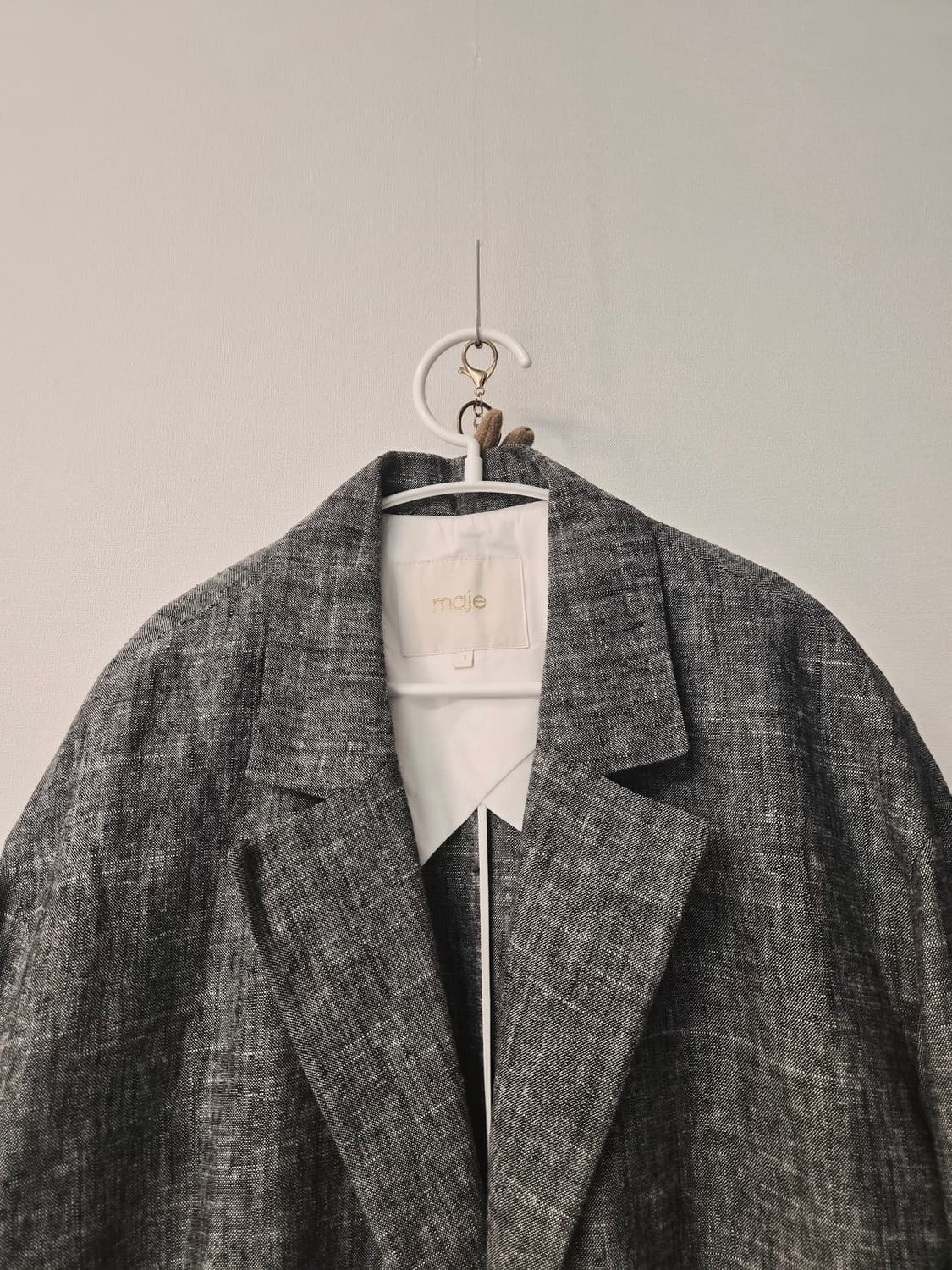 [Maje] 마주 린넨 혼방 네온 포인트 하프 코트 (정품) 상품이미지3