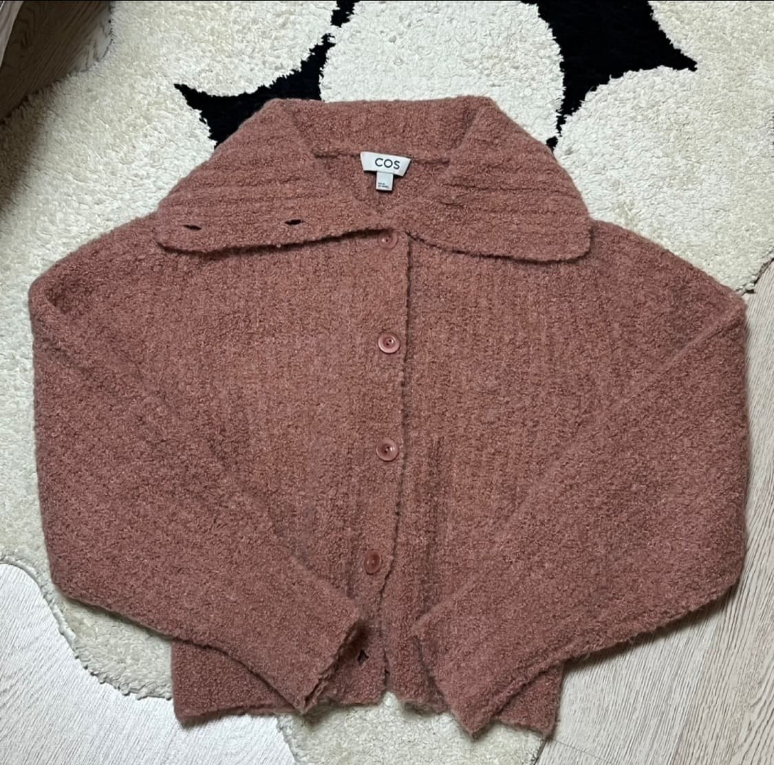 코스 스프레드 칼라 알파카 가디건 핑크 상품이미지2