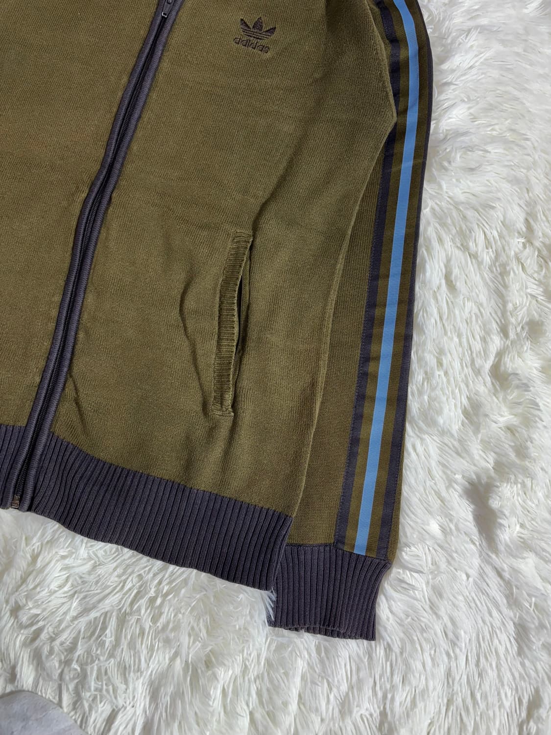 아디다스 카키 삼선 니트집업  상품이미지7