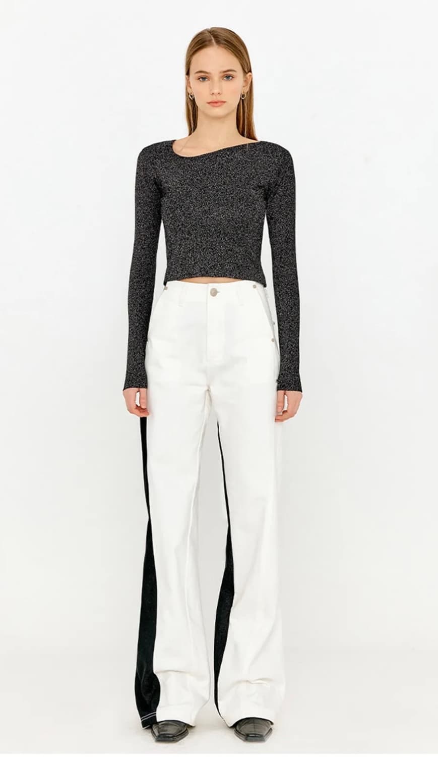 유즈 WAVE LINE GLITTER METAL KNIT TOP 상품이미지3