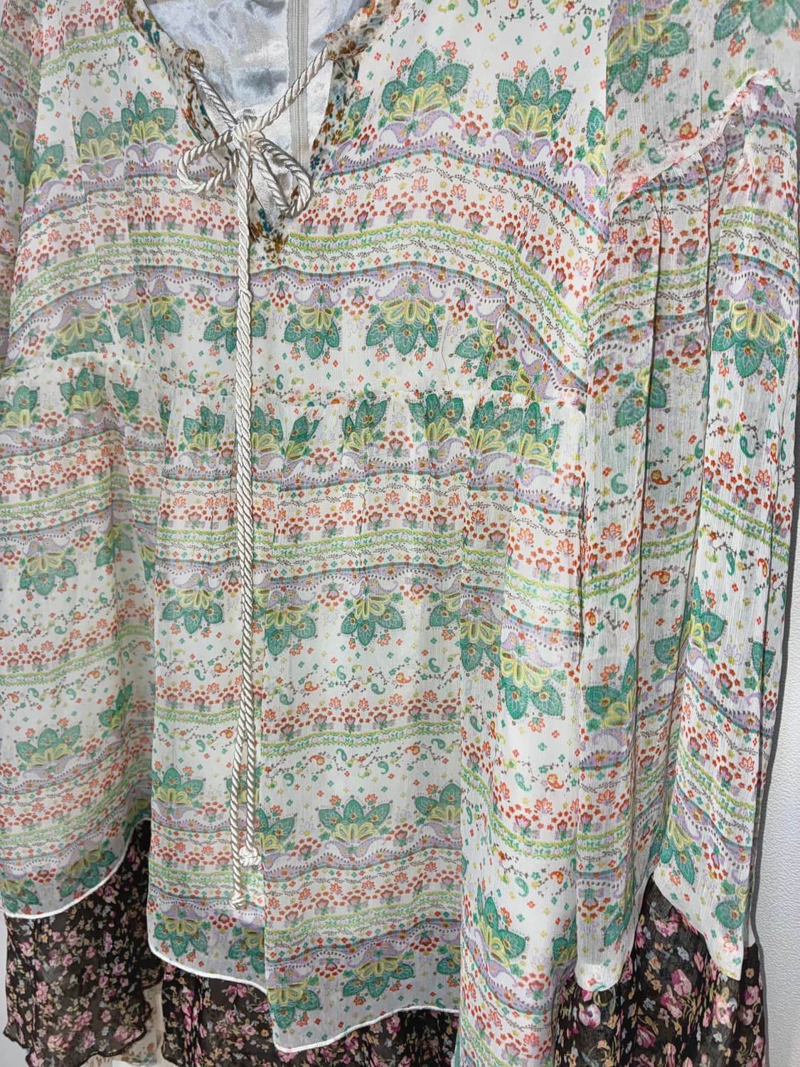 일본 빈티지 xaja 보헤미안 모리룩 에스닉 패턴 블라우스 원피스 상품이미지4