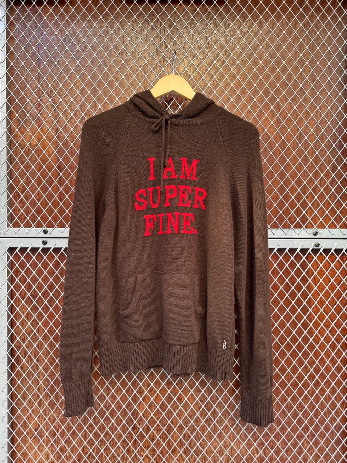 and you 앤유 캐시미어 로고 프린팅 빈티지 브라운 후드 니트 M 상품이미지1