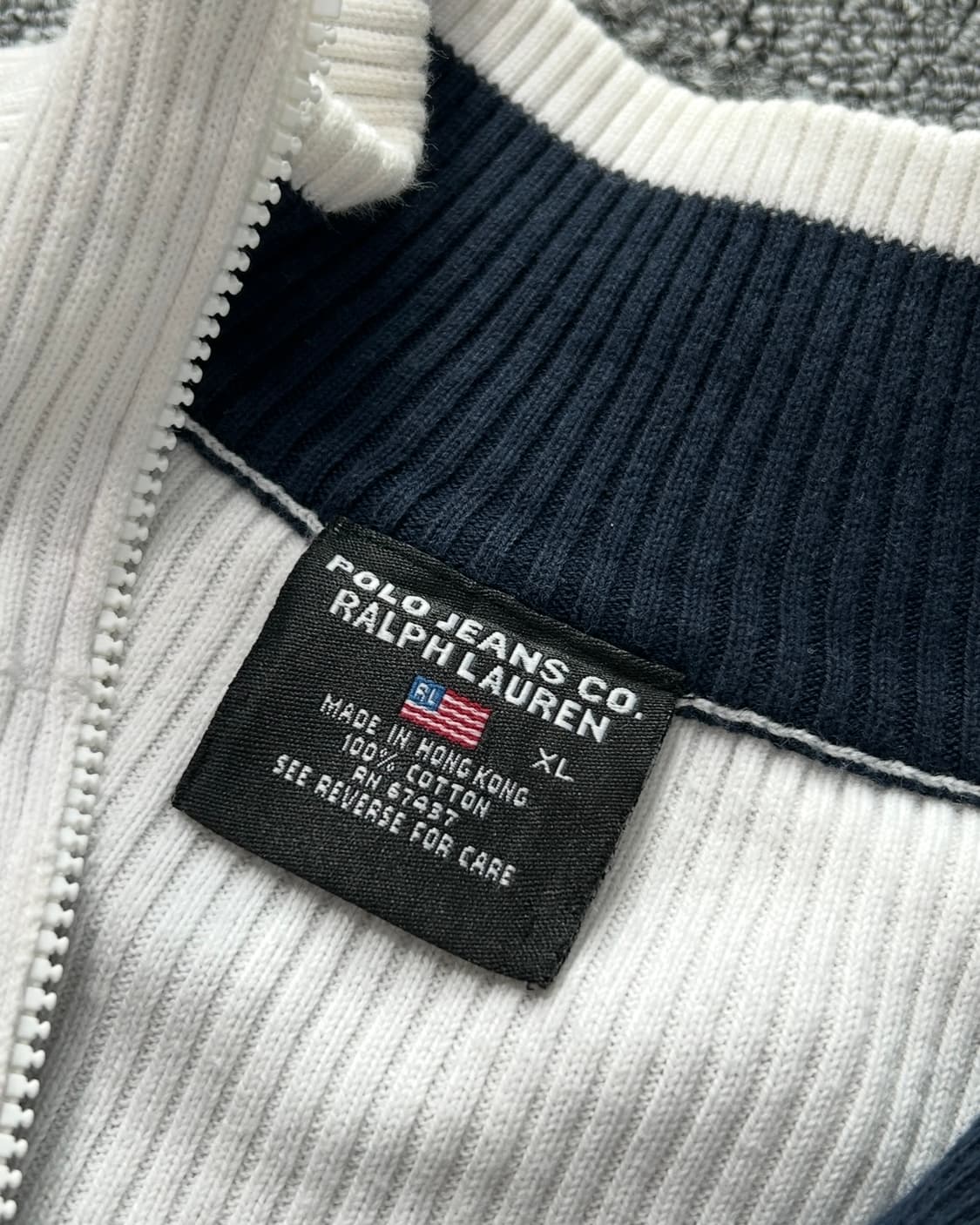 폴로 진스 성조기 넥 로고 크롭 하프집업 니트  상품이미지7