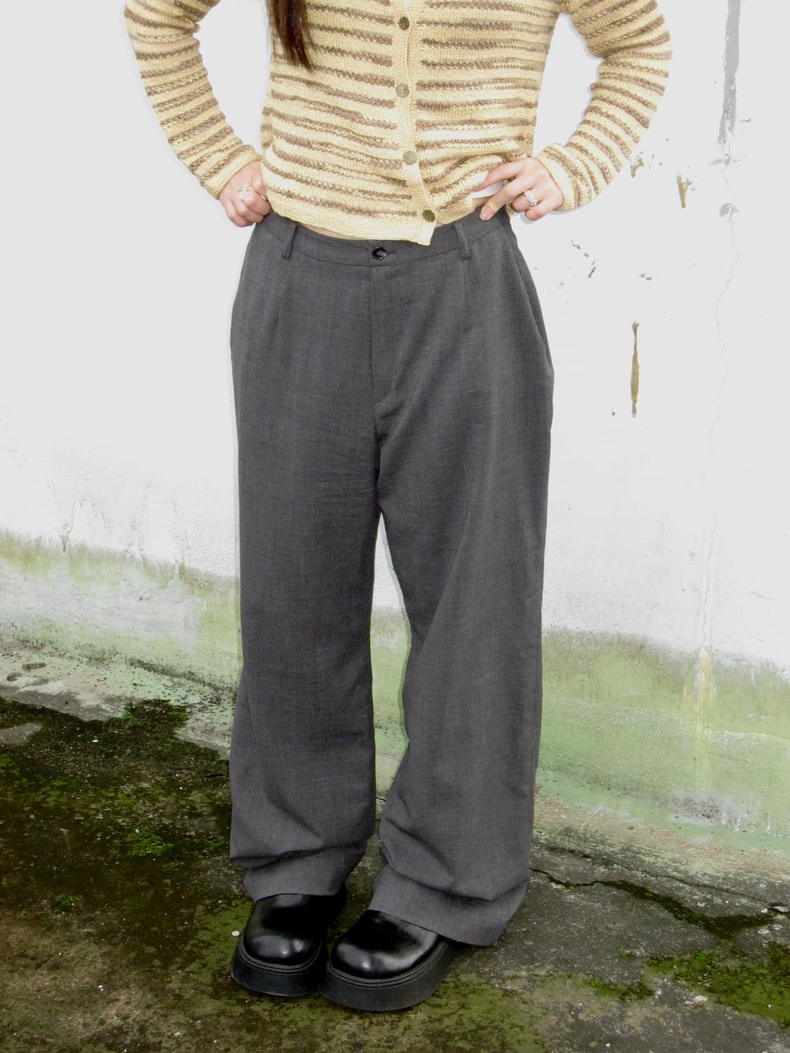 그레이 와이드 팬츠 상품이미지3