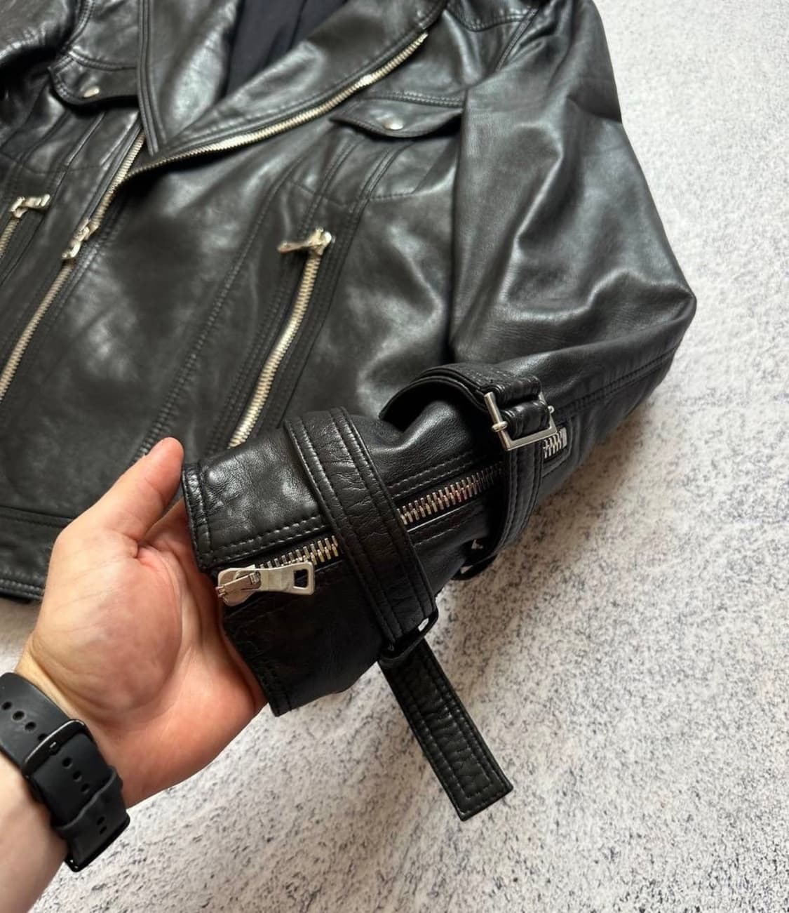 14SS  발망 바이커 레더 자켓 with straps 상품이미지4