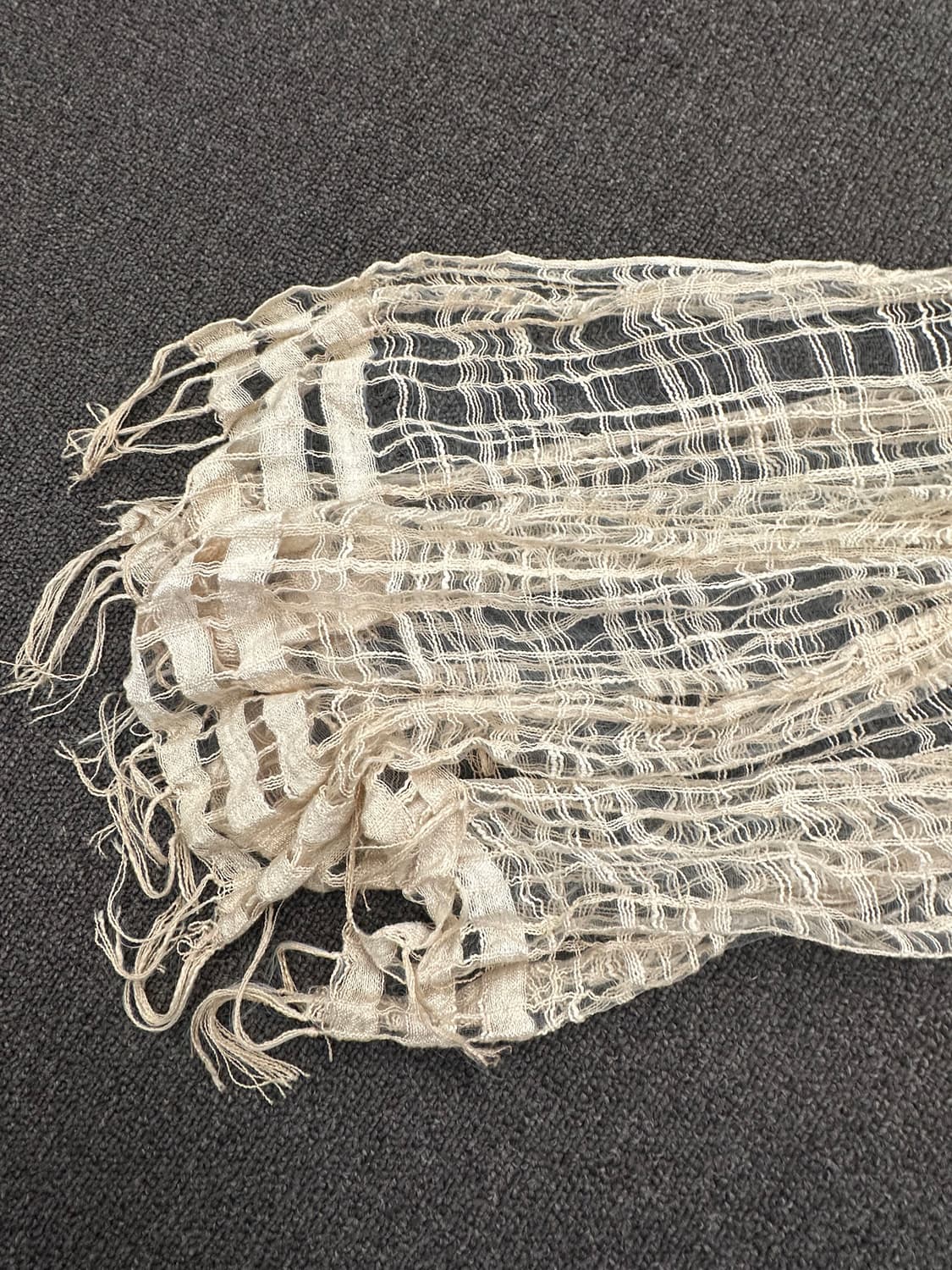 Japanese vintage 그런지 베이지 머플러 상품이미지4