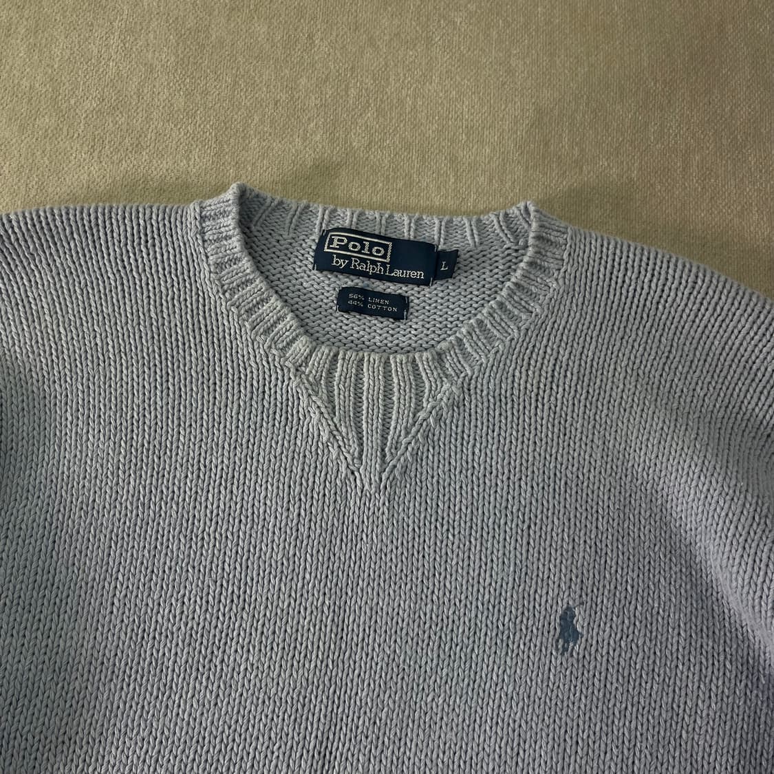 100 폴로랄프로렌 스카이블루 린넨 코튼 니트 상품이미지2