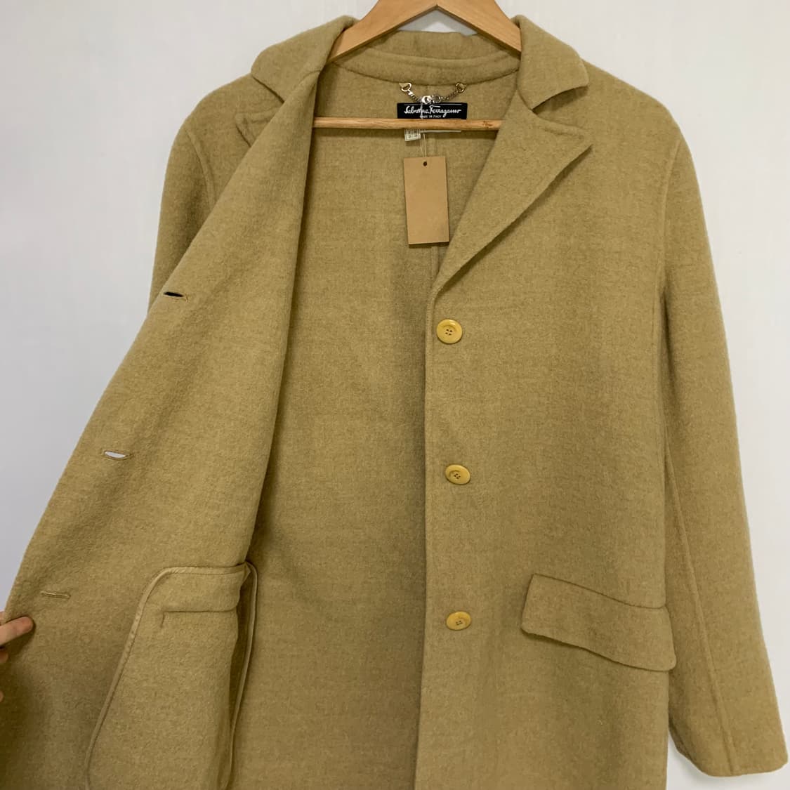 살바토레 페라가모 빈티지 카멜 베이지 울 모직 여성 코트 상품이미지4