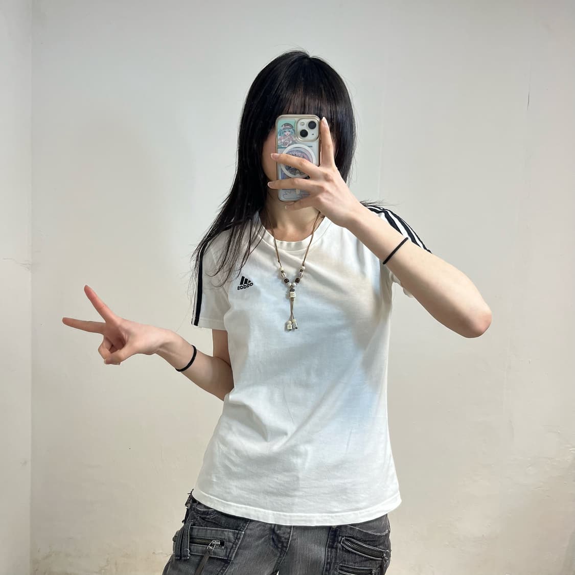 Adidas white 3-stripes t-shirt 상품이미지2