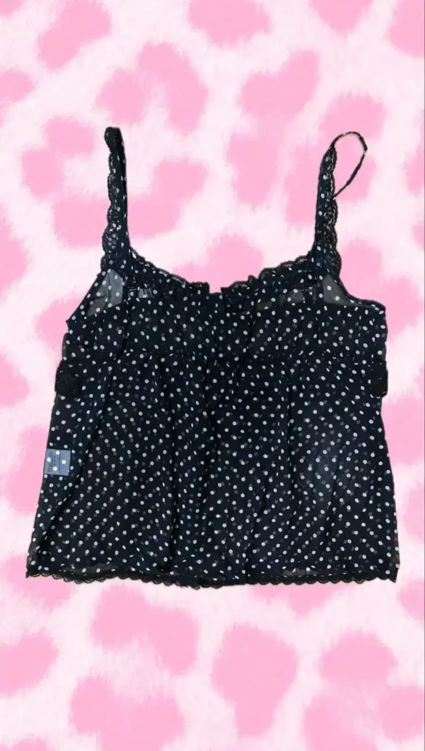 일본 빈티지 블랙 도트 레이스 슬리브 시스루 모리걸 가디건 상품이미지2