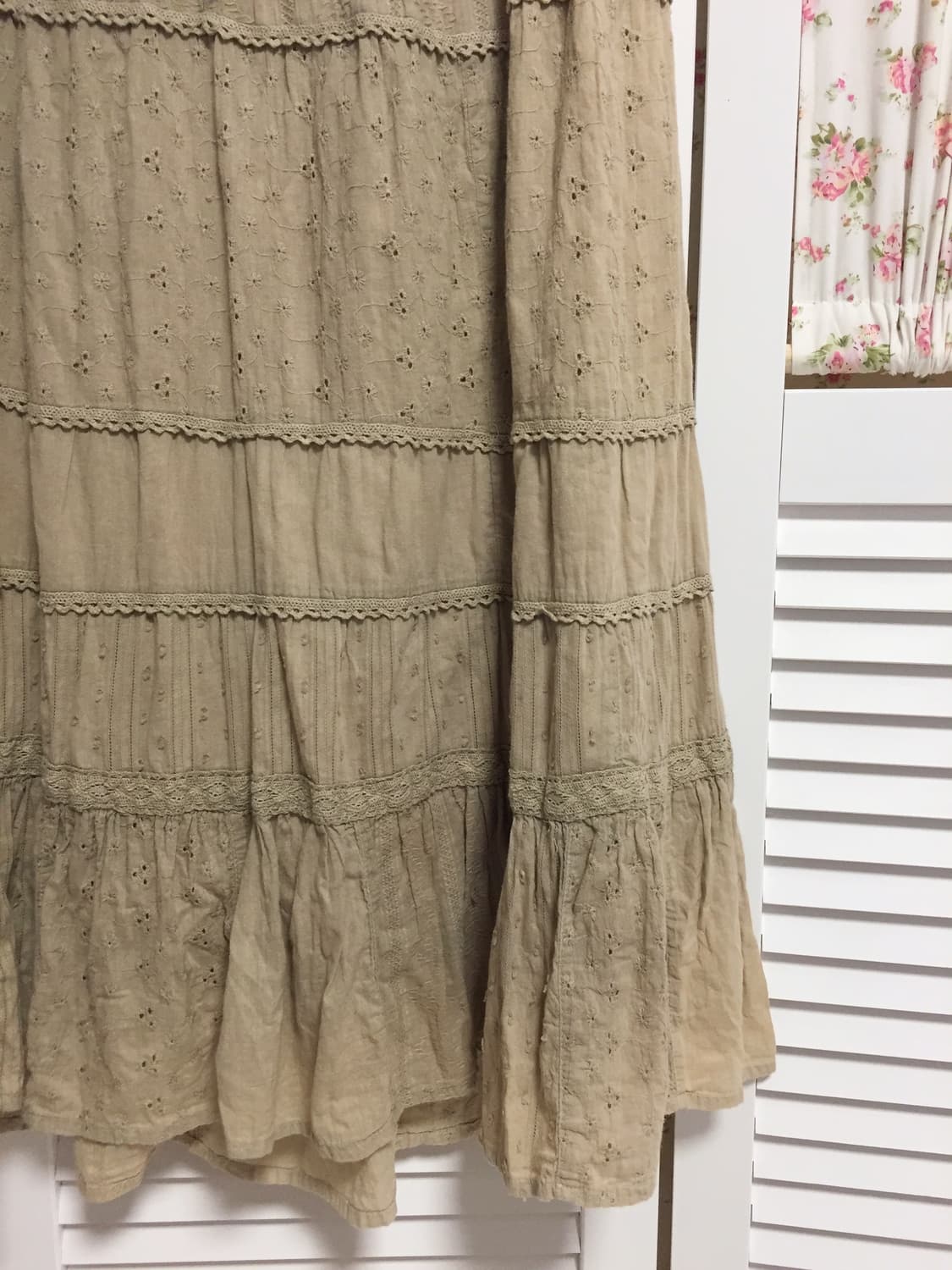 빈티지 카키베이지 롱스커트 (탑가능, 어깨끈 있음) 상품이미지3