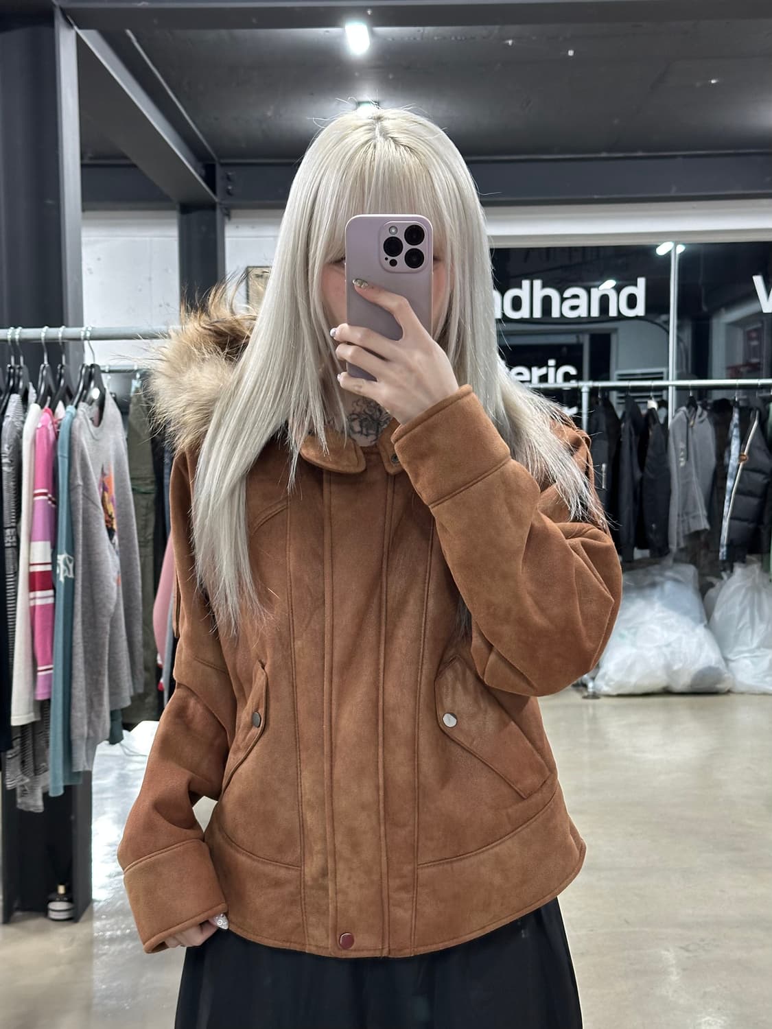 빈티지 브라운 무스탕 자켓 상품이미지1