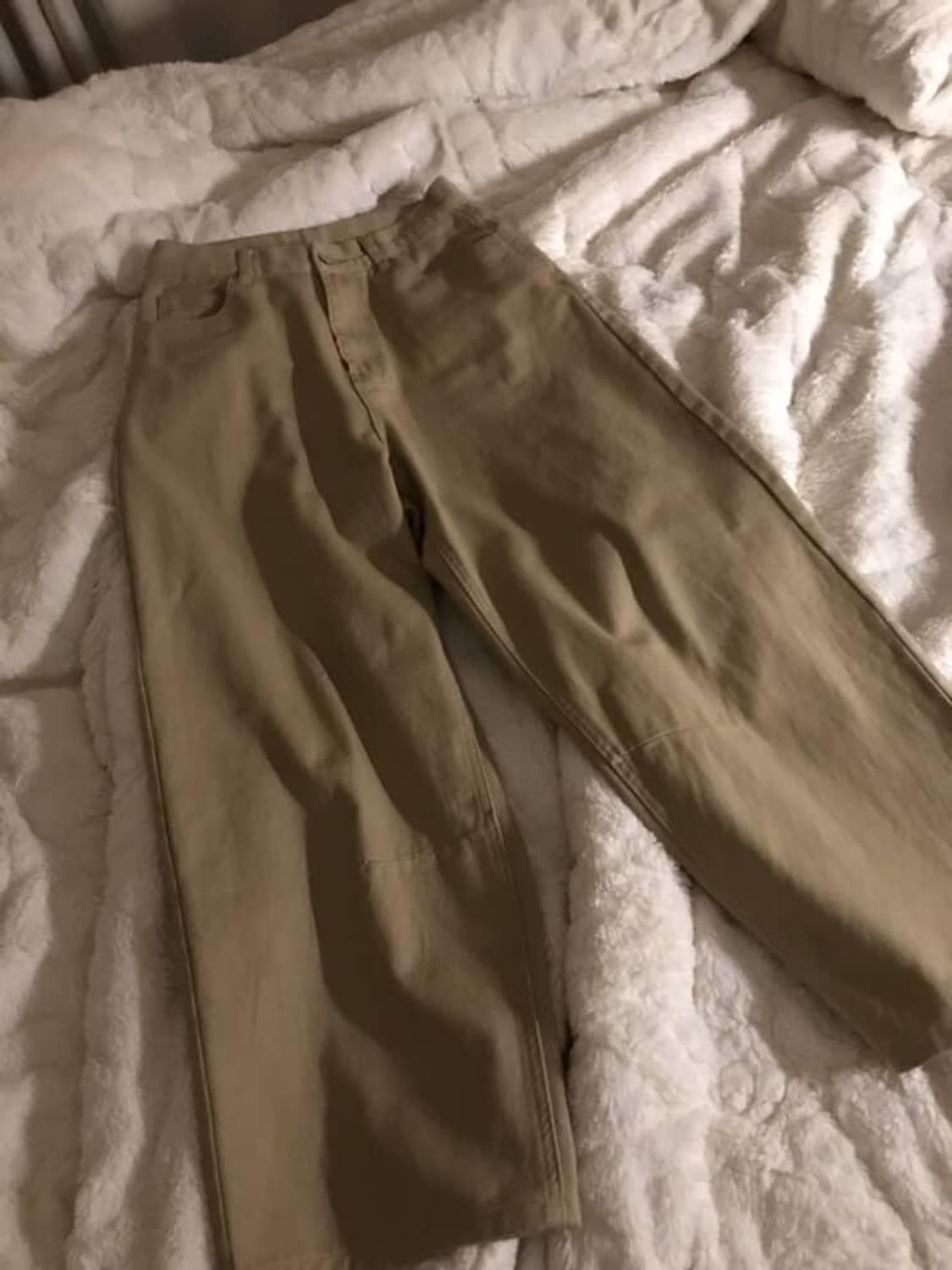 베이지 와이드코튼팬츠 상품이미지1