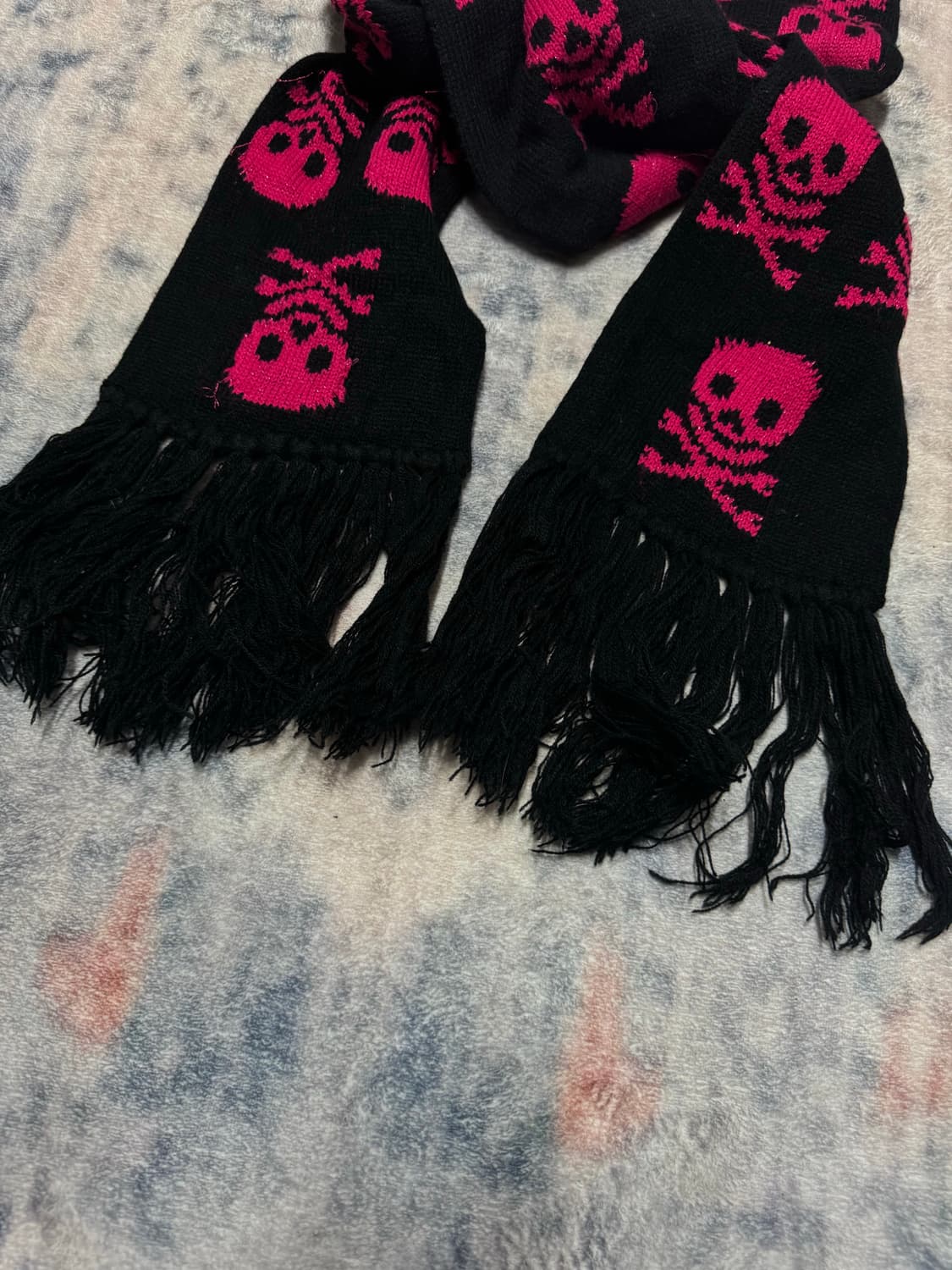 Japanese pink skull punk knit muffler  상품이미지4