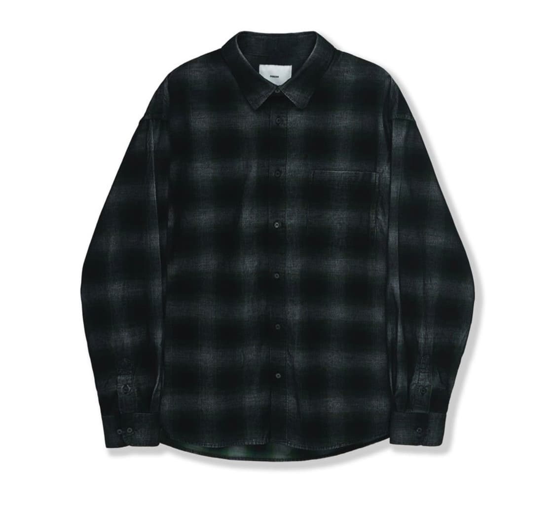 퍼렌 릴렉스드 셔츠 코듀로이 체크 블랙 그린 3 상품이미지1