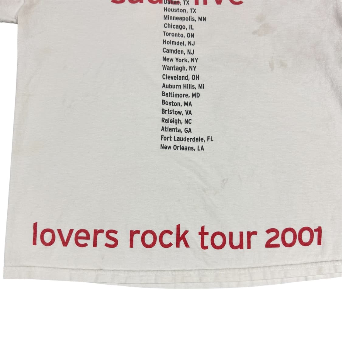 2001 Sade Lovers Rock Tour Tee 샤데이 티셔츠 상품이미지7
