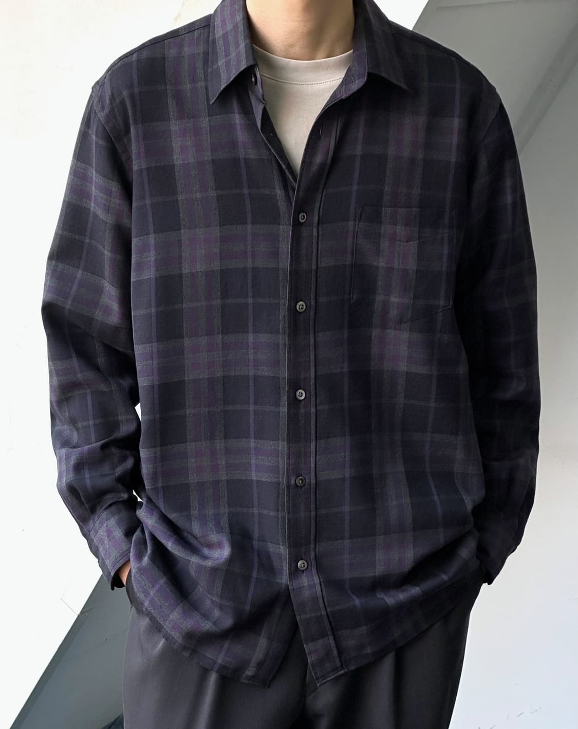 120's super high gauge wool check shirt 상품이미지8