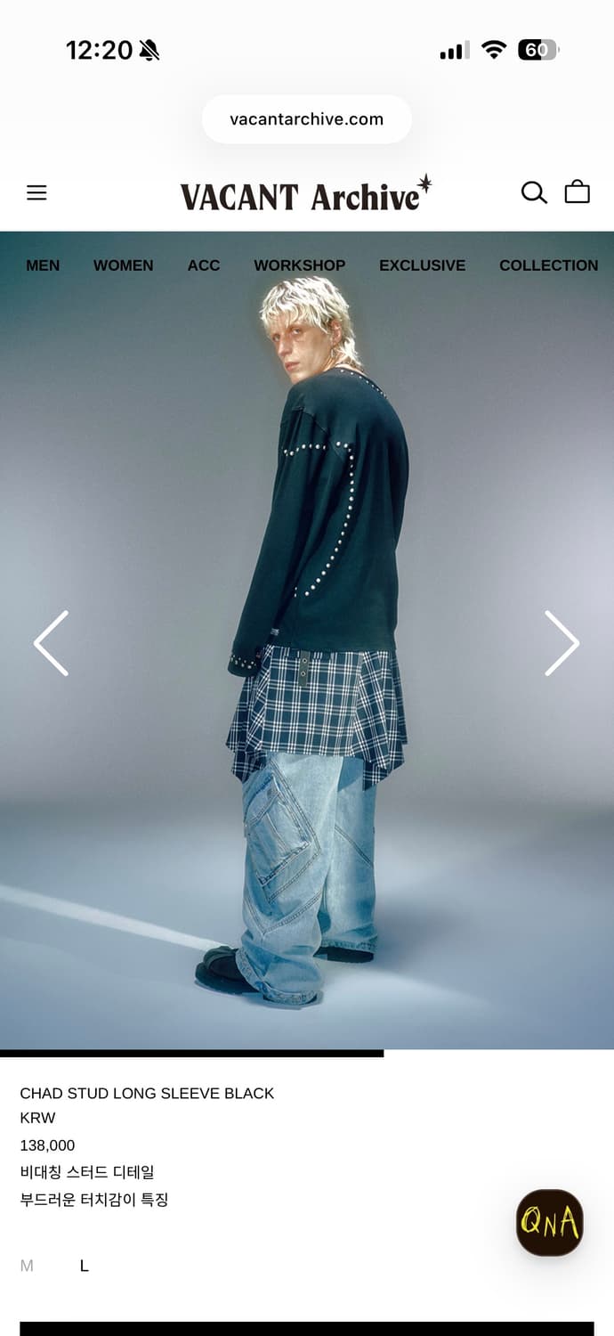 베이컨트 아카이브 CHAD 스터드 롱슬리브 블랙 M 상품이미지5