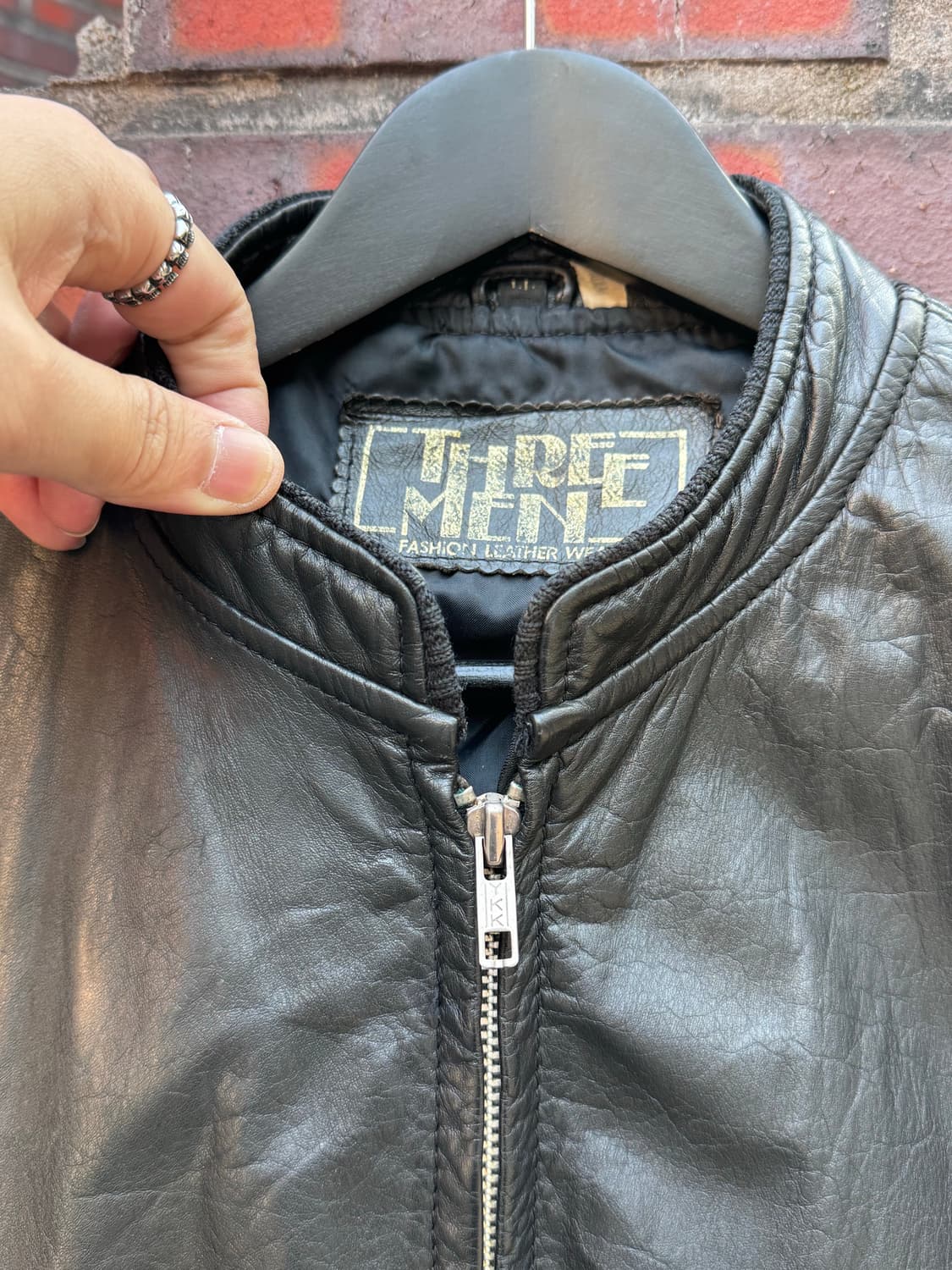 Three Men 싱글 레더 봄버자켓  상품이미지7