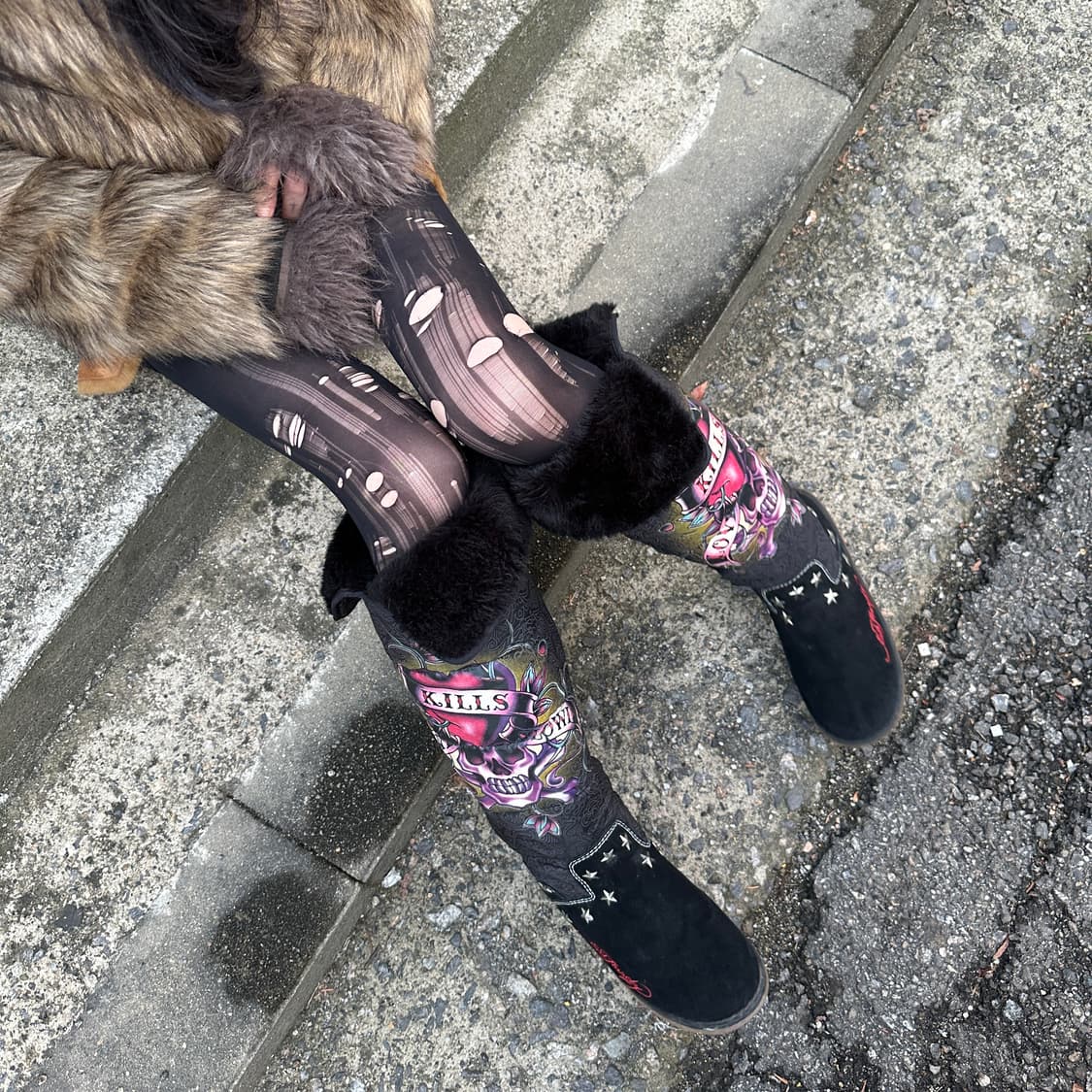 00s 레어 에드하디 스웨이드 니하이 타투 부츠 상품이미지7