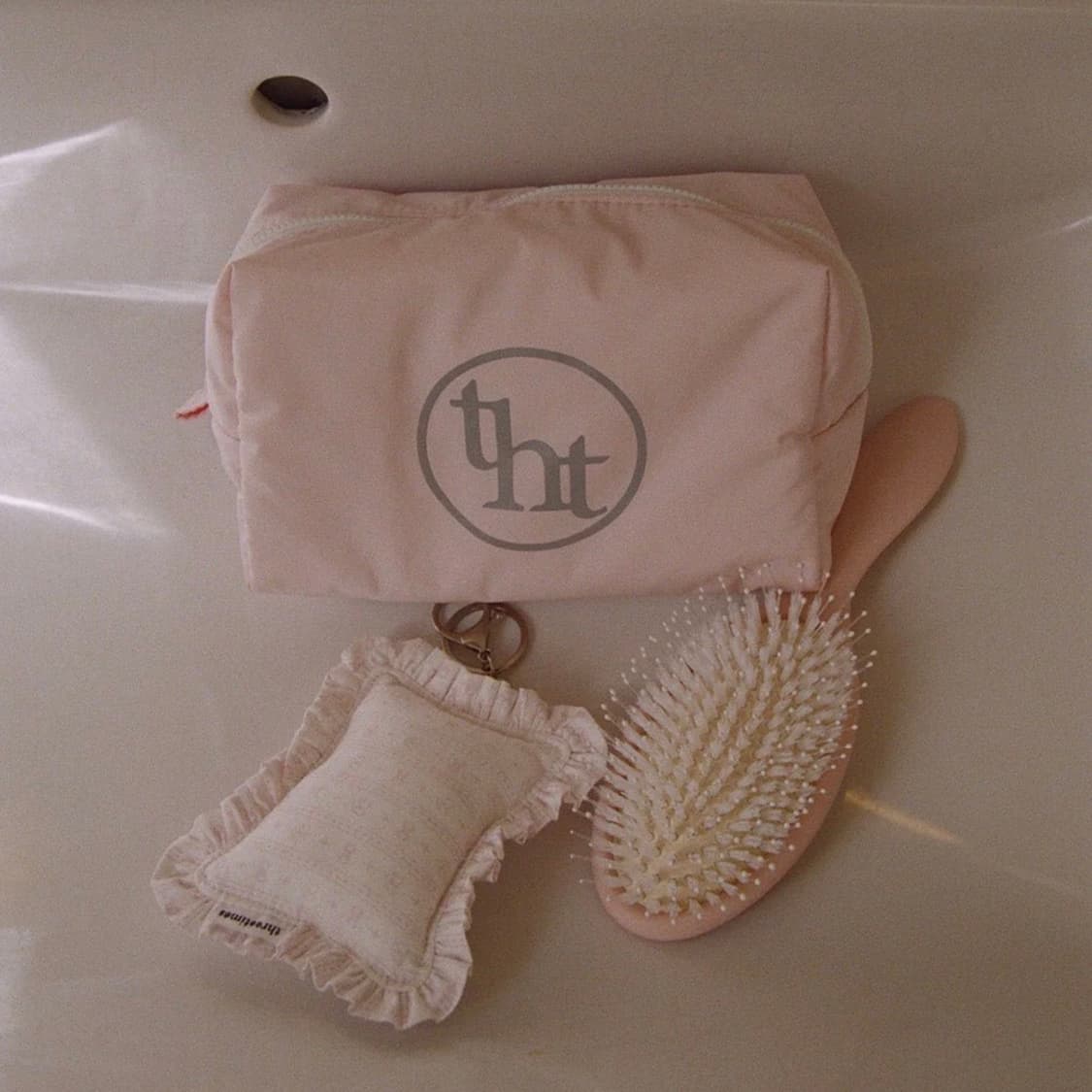 쓰리타임즈 베베 스퀘어 파우치 핑크 상품이미지1