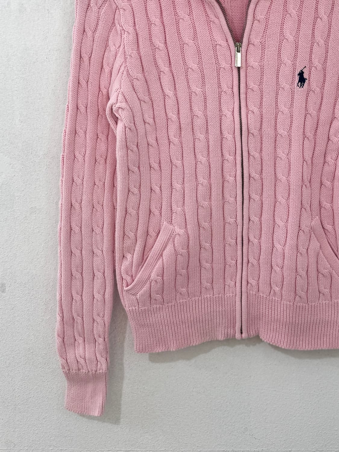 폴로 연핑크 꽈배기 집업 상품이미지3