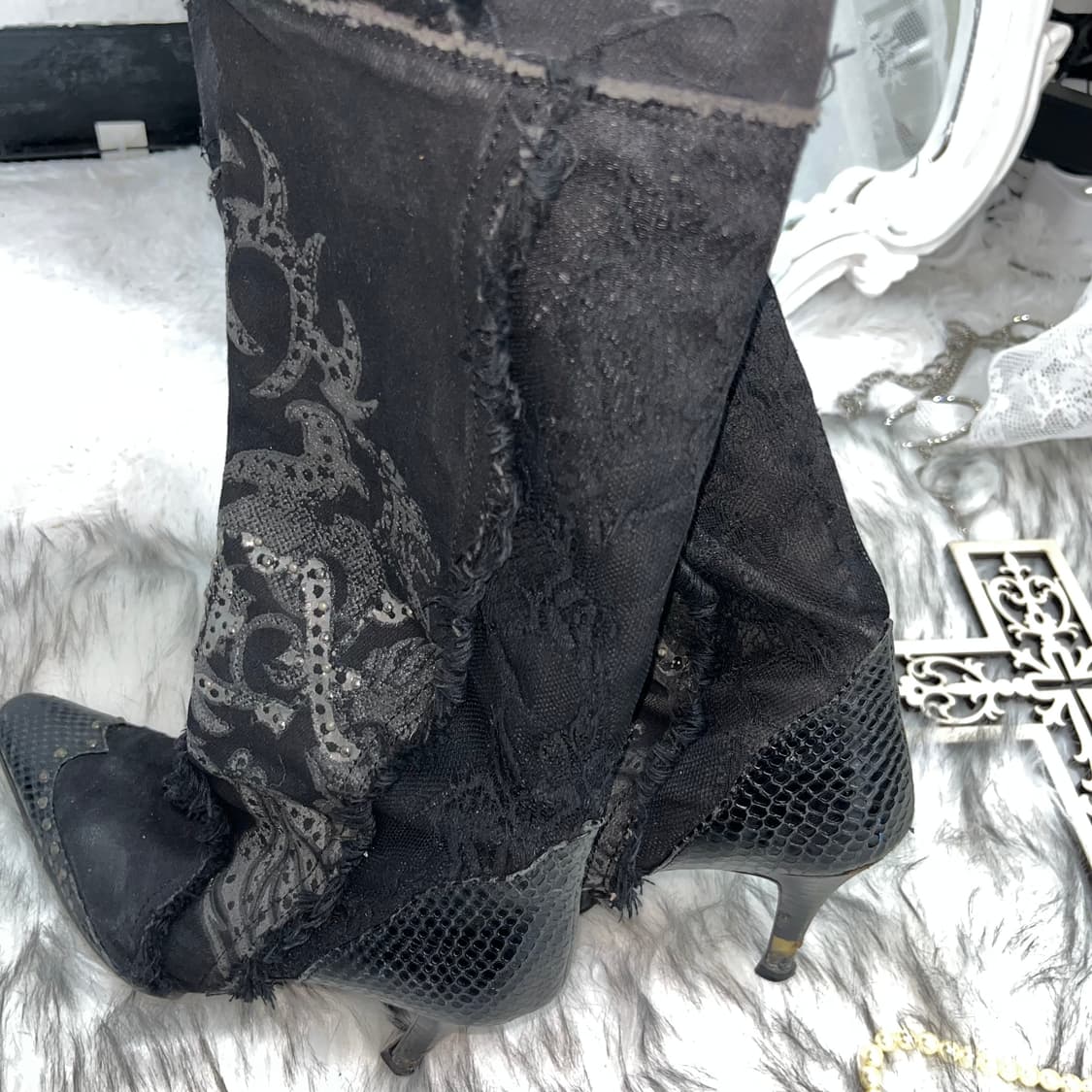 빈티지 그런지 웨스턴 부츠힐 상품이미지8