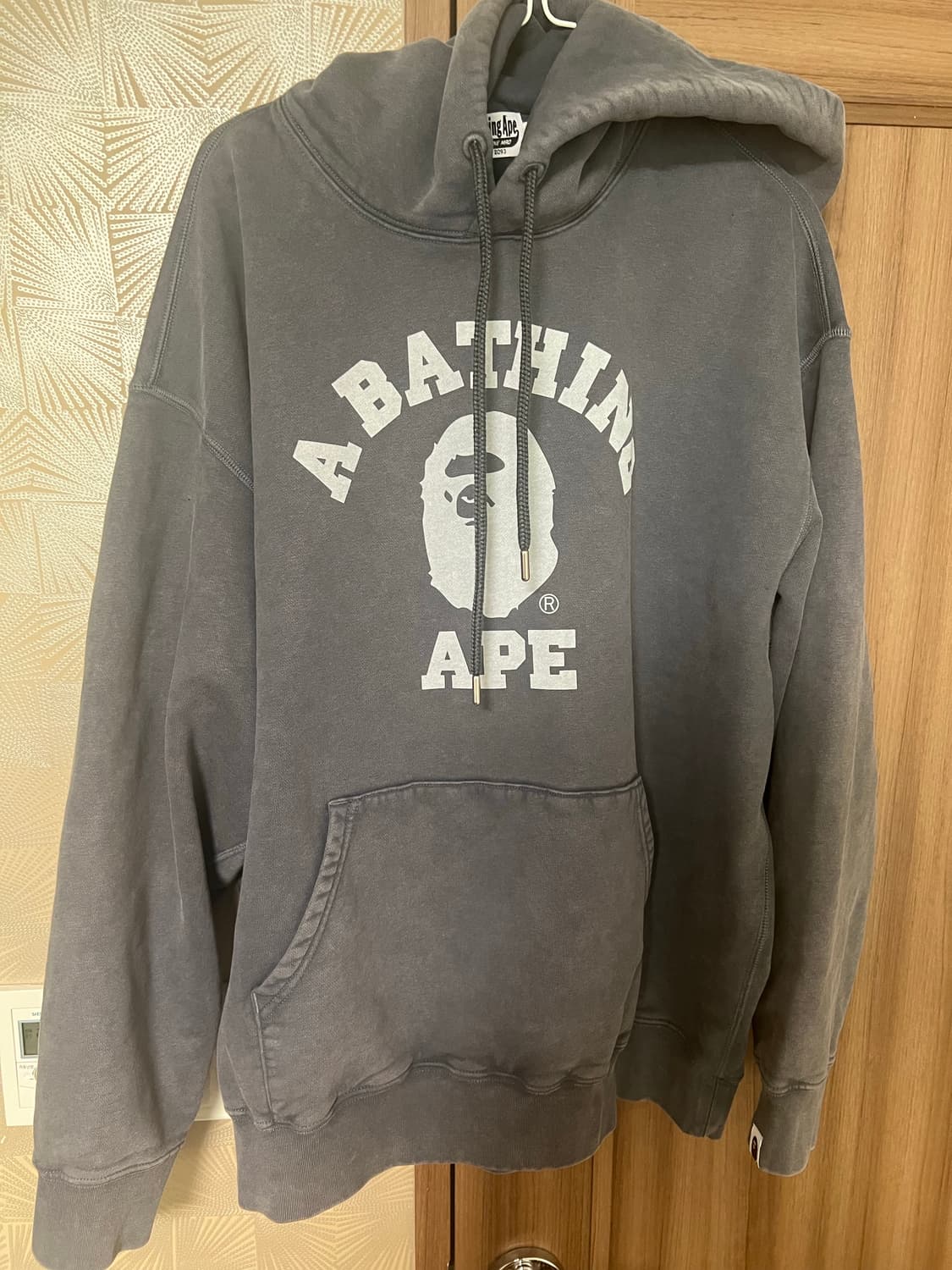 베이프 A Bathing Ape 컬리지 후드티 XL 차콜 상품이미지2