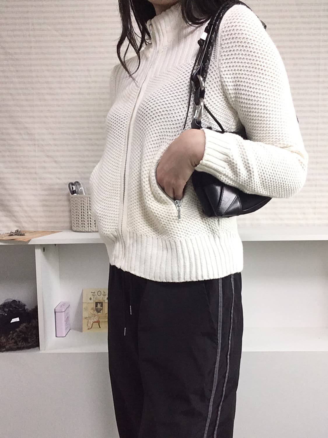 jpn vintage 아이보리 니트 집업 y2k 스트릿  상품이미지3