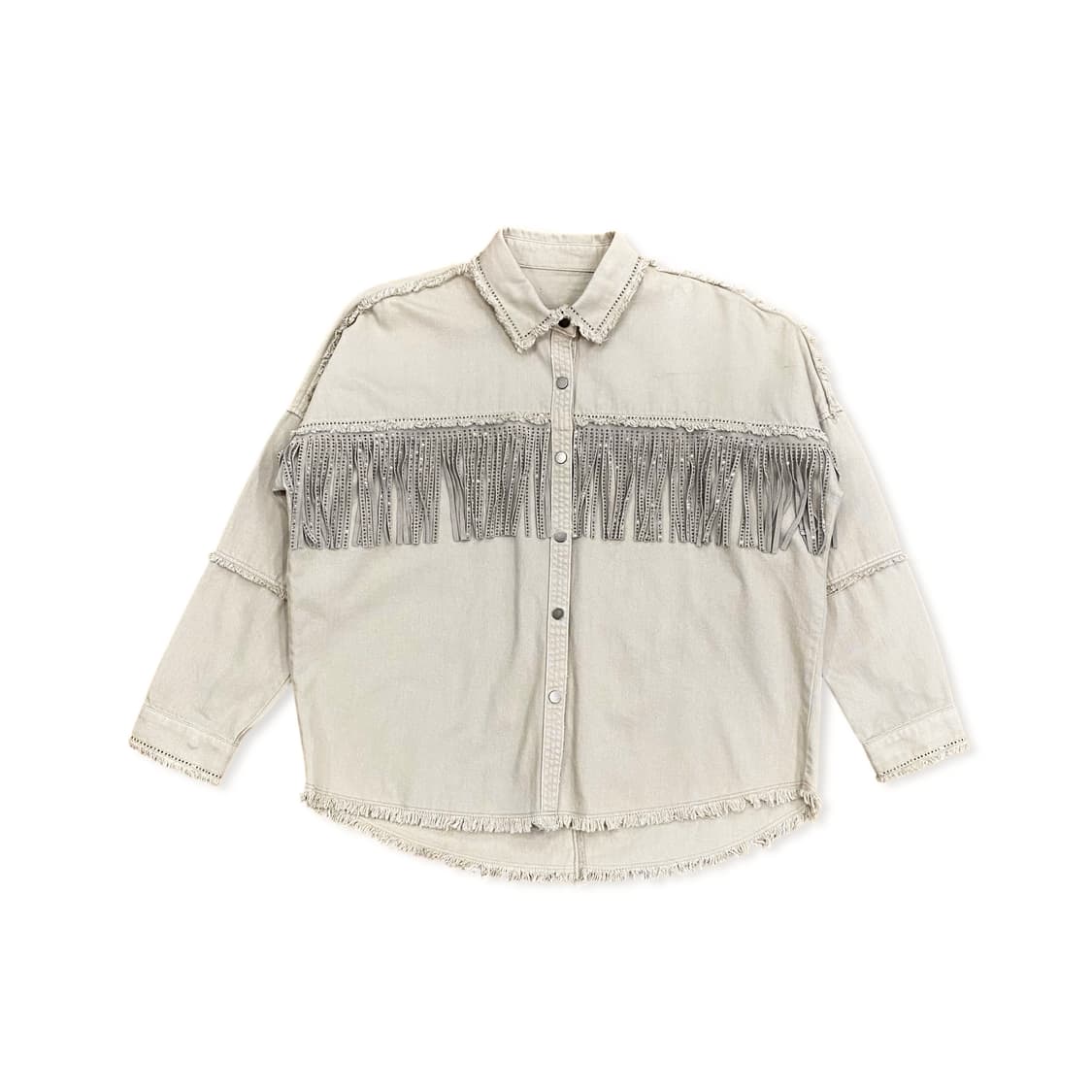 Beige glitter fringe western shirt 상품이미지2