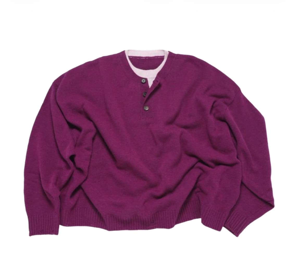 [M] MJD 콘트라스트 넥 캐시 크롭 니트 마젠타 상품이미지1