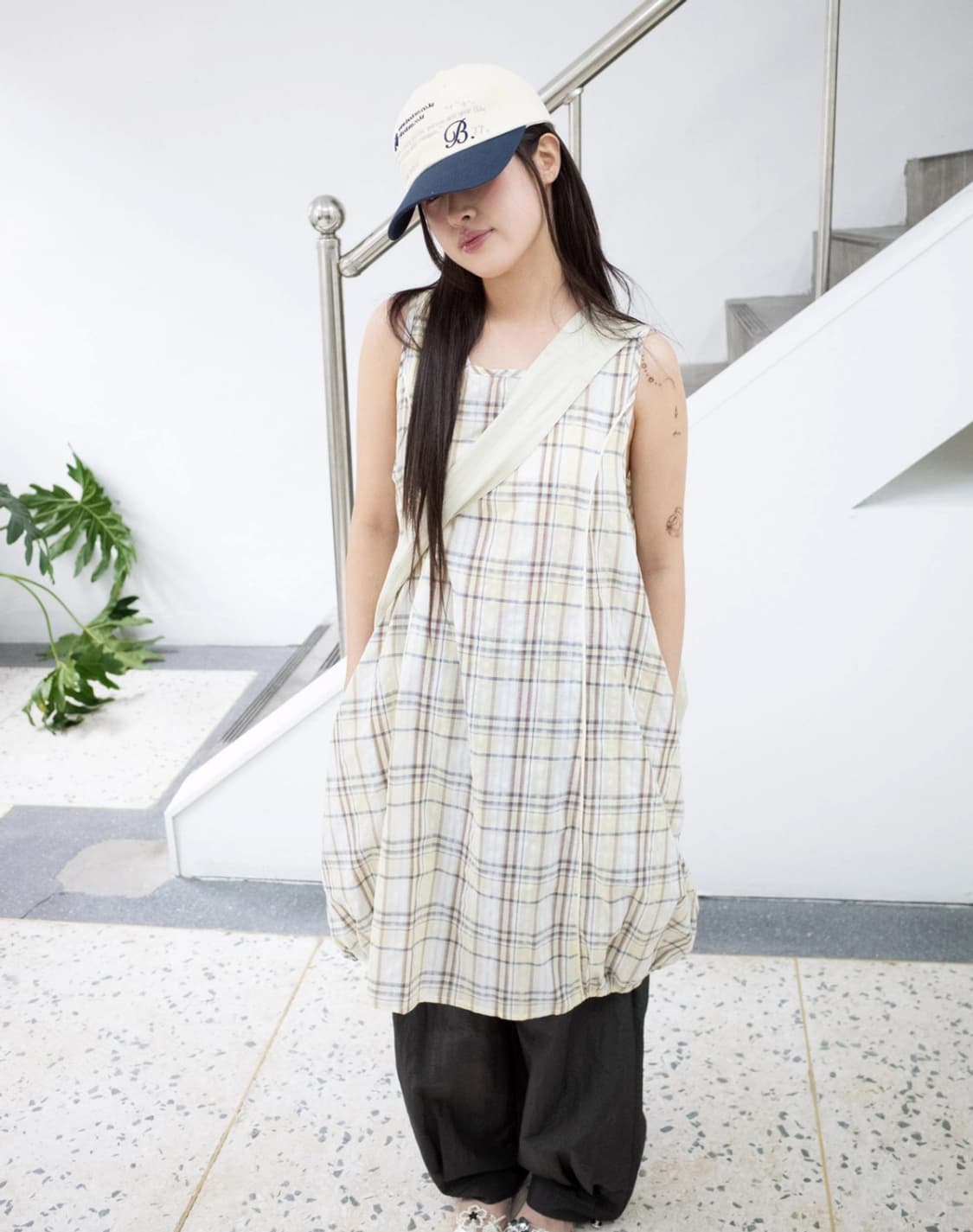 온스카 체크 원피스  상품이미지3