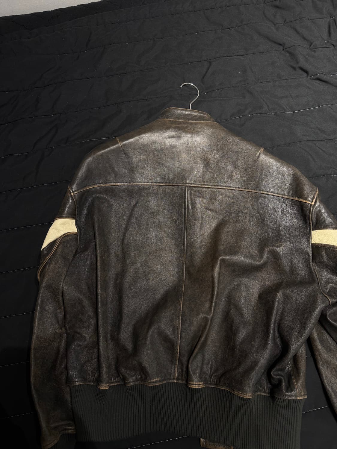 쿠어 디스트레스 믹스드 레더 점퍼 (다크브라운) L 상품이미지4