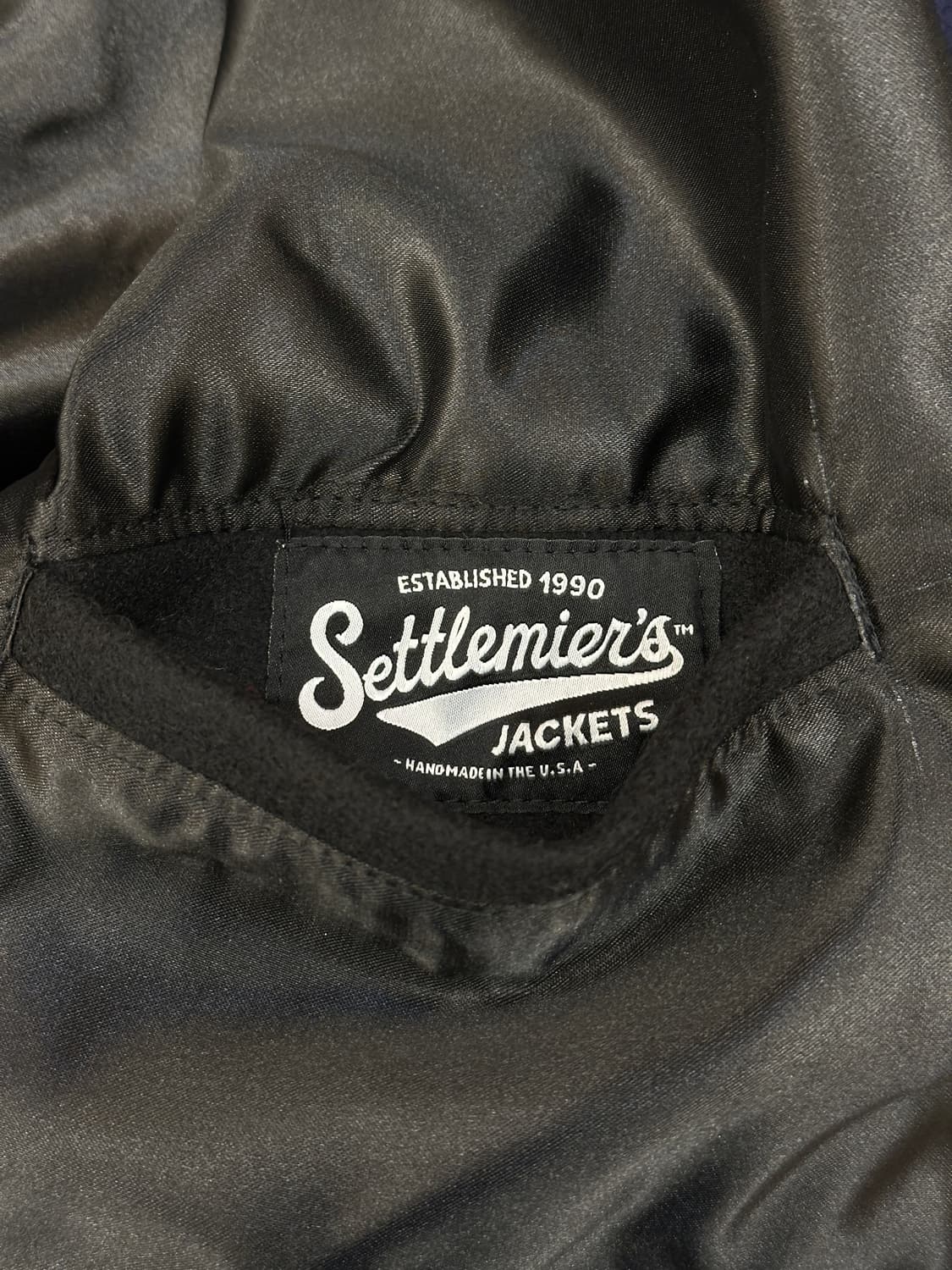 [새제품] 이벳필드 x 세틀마이어 버진울 100% 바시티 자켓 네이비 상품이미지5